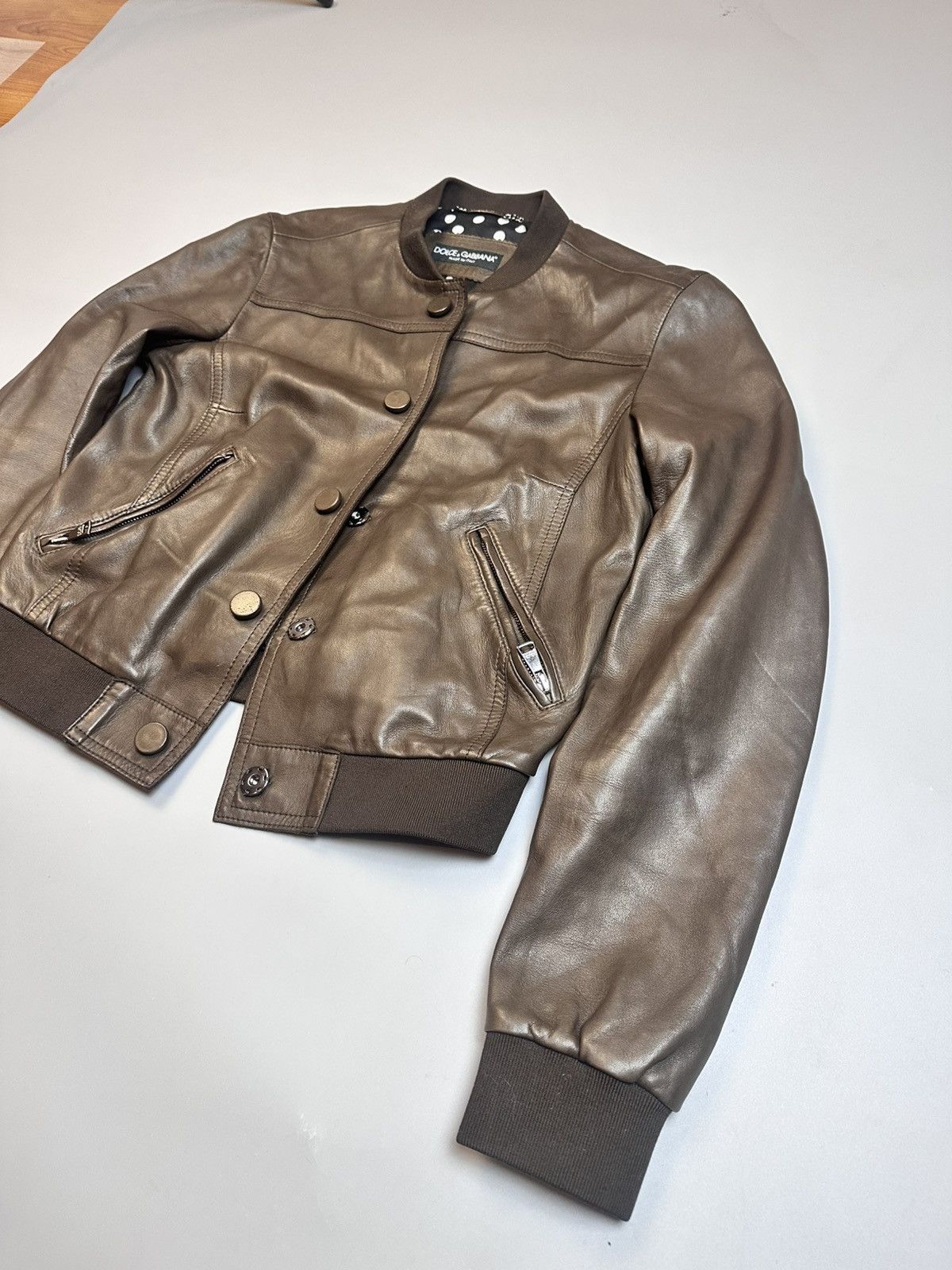 Dolce & Gabbana Dolce&Gabbana Lamb Skin Brown Bomber Jaket Size S / US 4 / IT 40 - 2 Thumbnail