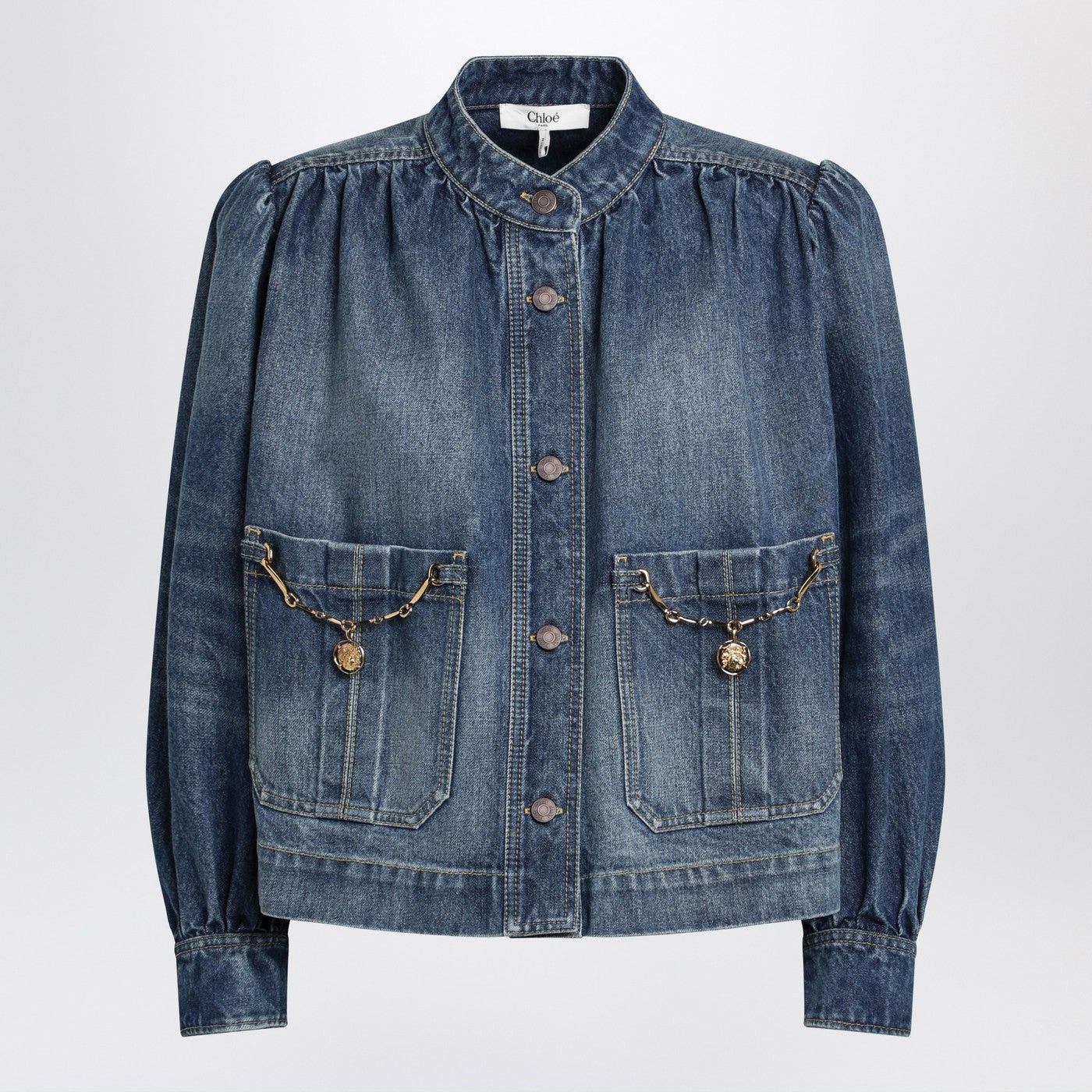 Chloe Chloe Indigo Blue Gathered Denim Jacket Size M / US 6-8 / IT 42-44 - 1 Thumbnail