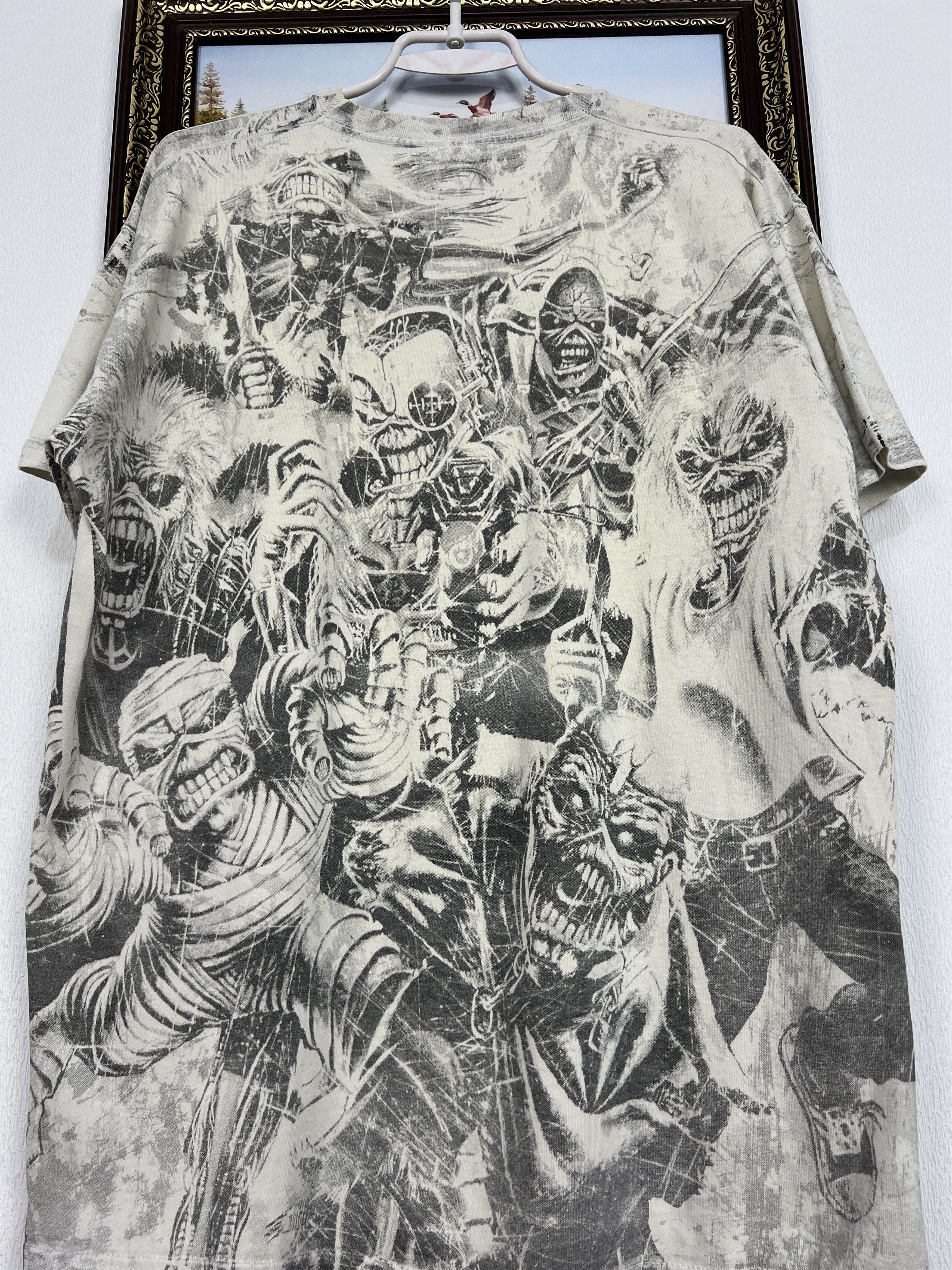 Vintage Vintage Iron Maiden Band Tee All Over Print Shirt White Rare Size US XL / EU 56 / 4 - 14 Thumbnail