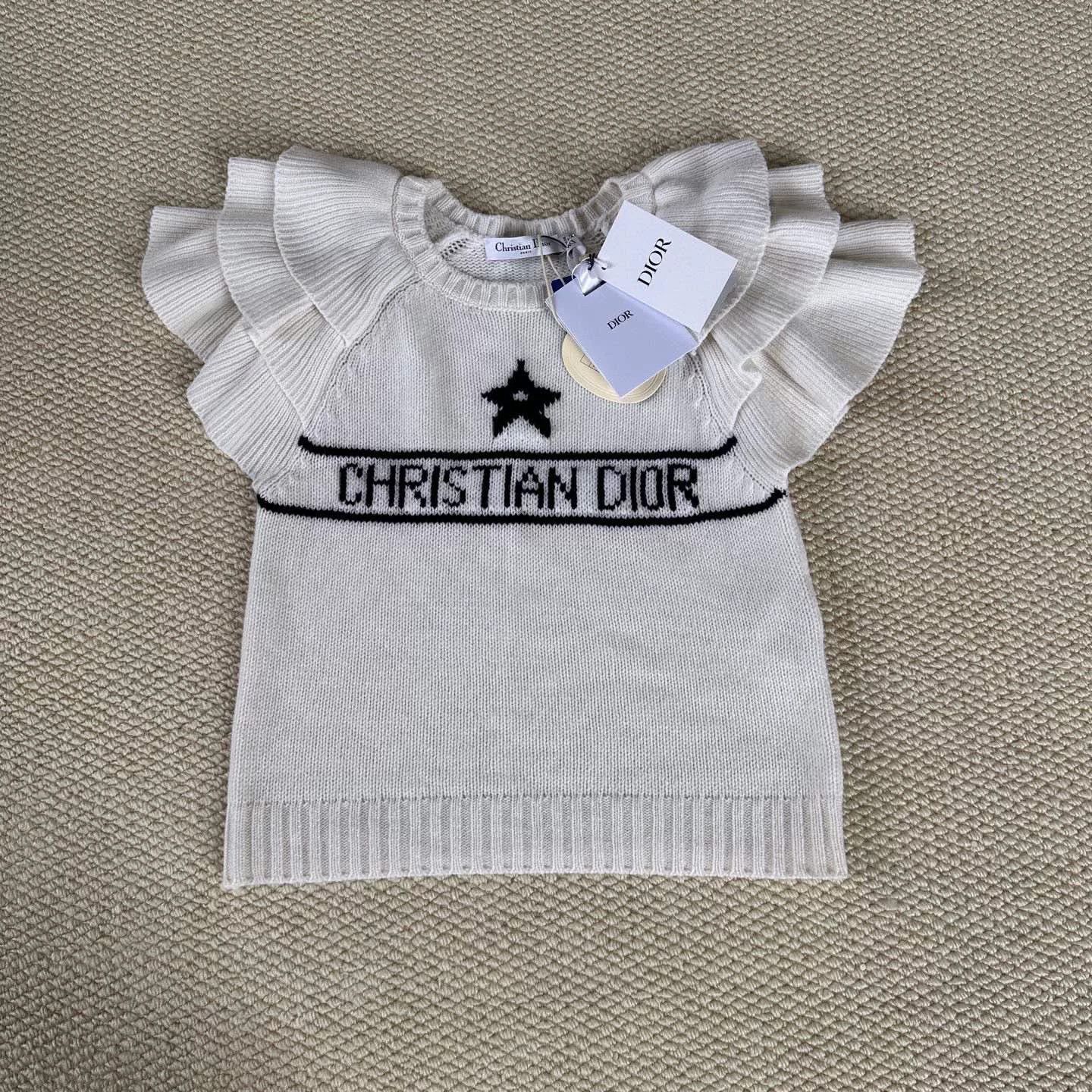 Dior Dior Color-Block Logo Ruffle Knit Short Sleeve Size XS / US 0-2 / IT 36-38 - 1 Thumbnail