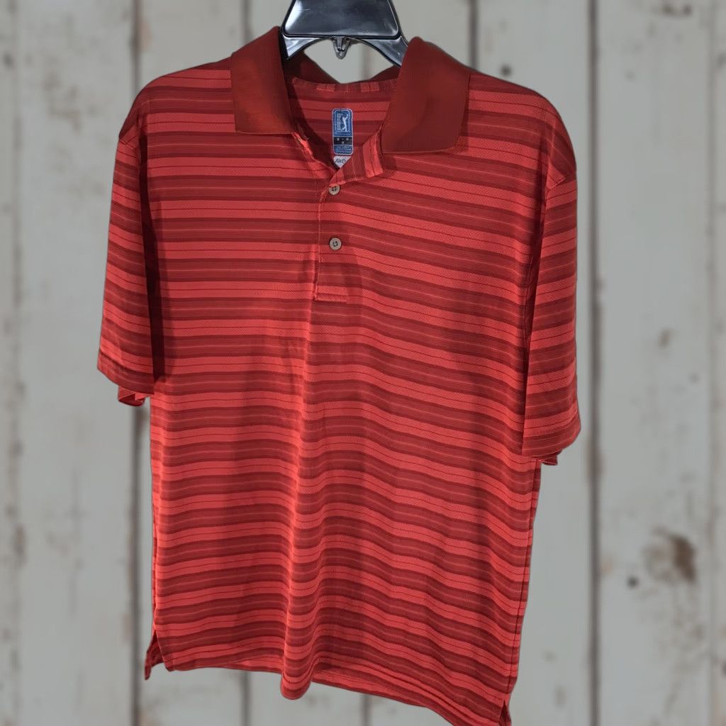 PGA Tour PGA TOUR Airflux Red Striped Polo Shirt Mens Size M, Breathable Lightweight Activewear, Golf Size US M / EU 48-50 / 2 - 1 Thumbnail