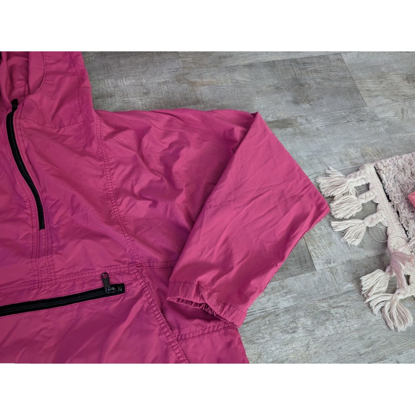 Pinko VINTAGE LL Bean Pullover Jacket Womens Medium Pink Nylon Anorak Windbreaker 1990s Made In USA Size M / US 6-8 / IT 42-44 - 4 Thumbnail