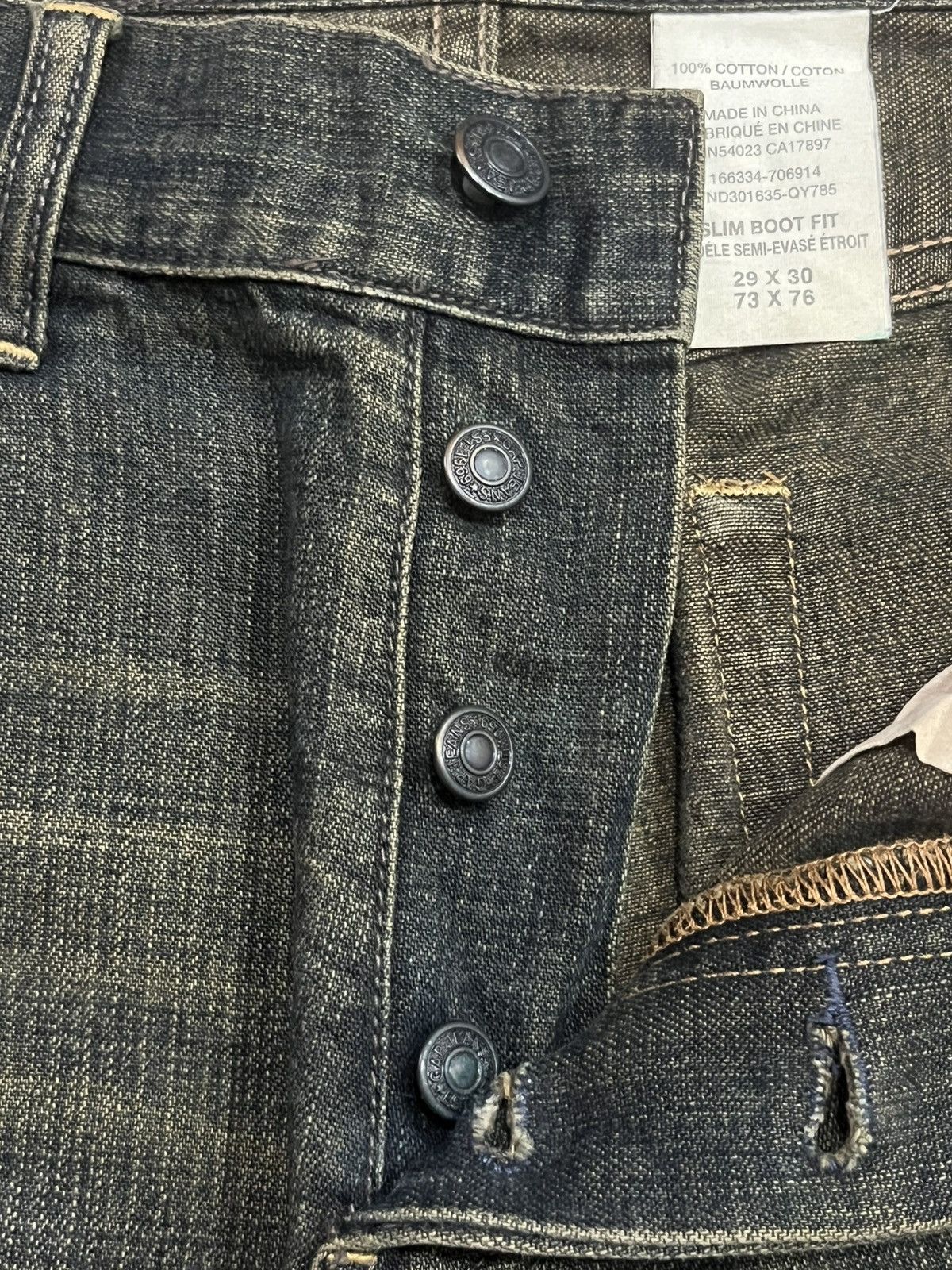 GOSTAR DE FUGA Vintage 1969 Gap Mud Washed Slim Boot Fit Buttonfly Jeans Size US 29 - 6 Thumbnail