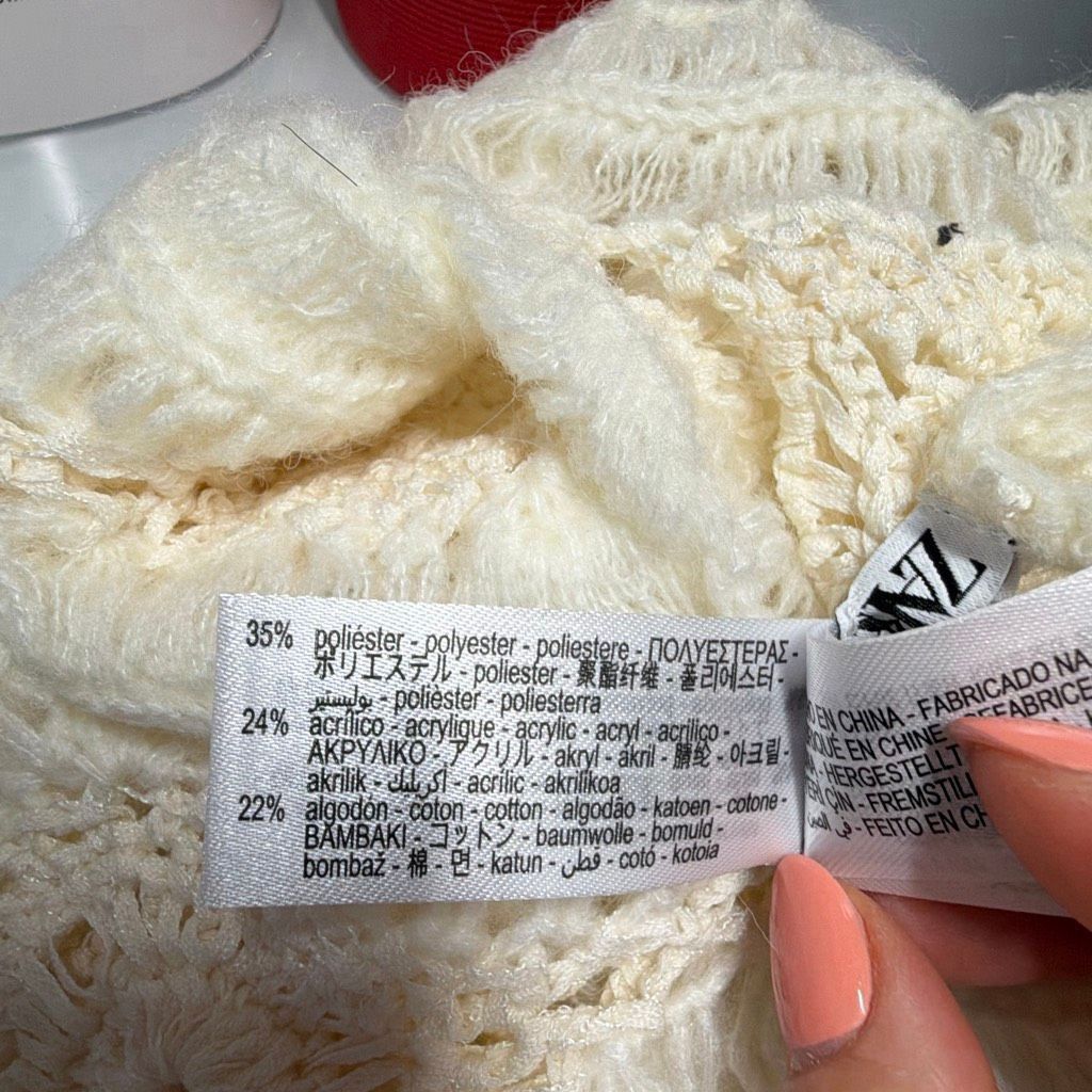 Zara NWT Zara Limited Edition Crochet Knit Scarf Ecru – 96” Long Size ONE SIZE - 9 Thumbnail