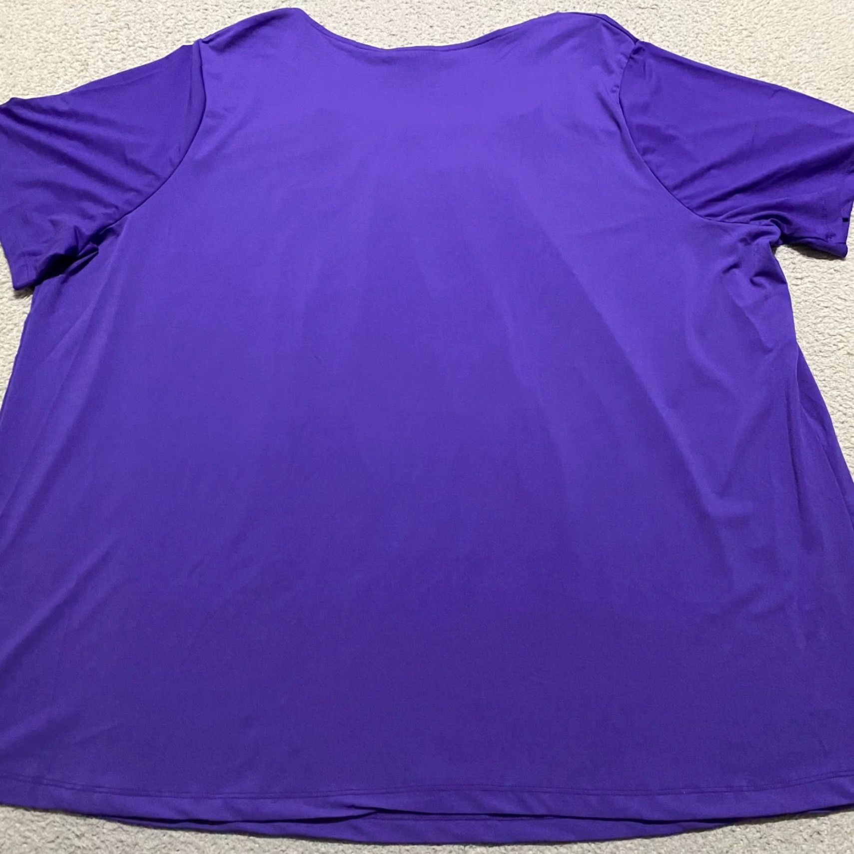 Vintage Catherines Blouse Shirt 2X Womens Purple Short Sleeve Square Neck Casual Size XXL / US 16-18 / IT 52-54 - 2 Thumbnail