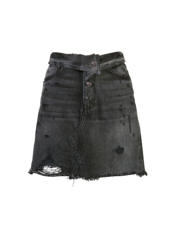 Amiri o1mle1224 Fold Over Denim Skirt in Dark Grey Size 27" / US 4 / IT 40 - 1 Thumbnail