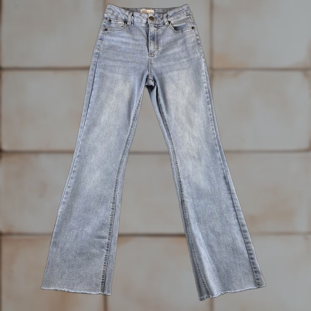 Vintage YORK OAT Jeans Womens 2/26 Blue Wide-Leg High Rise Denim Light Wash 25x29.5 Size 26" / US 2 / IT 38 - 1 Thumbnail