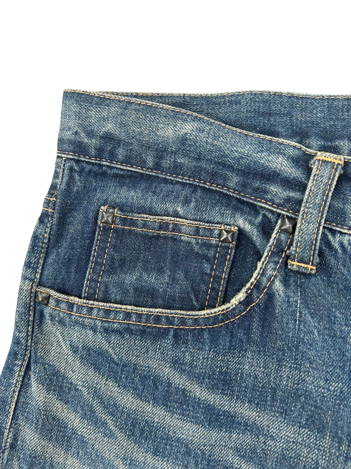 Kapital Flare Skull Stud Muffin Japanese Punk Distressed Denim Jeans Size US 35 - 14 Thumbnail