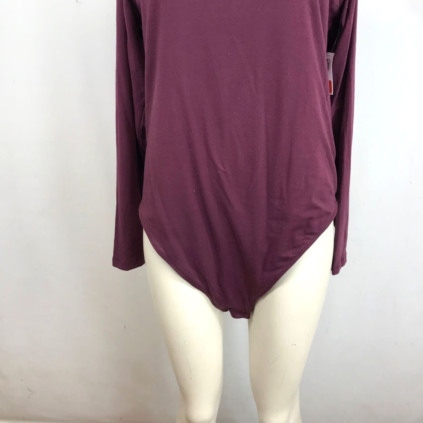Old Navy Old Navy Womens Plus Bodysuit Long Sleeve Boat Neck Deep Scoop Back Plum Burgundy Size XXL / US 16-18 / IT 52-54 - 3 Thumbnail