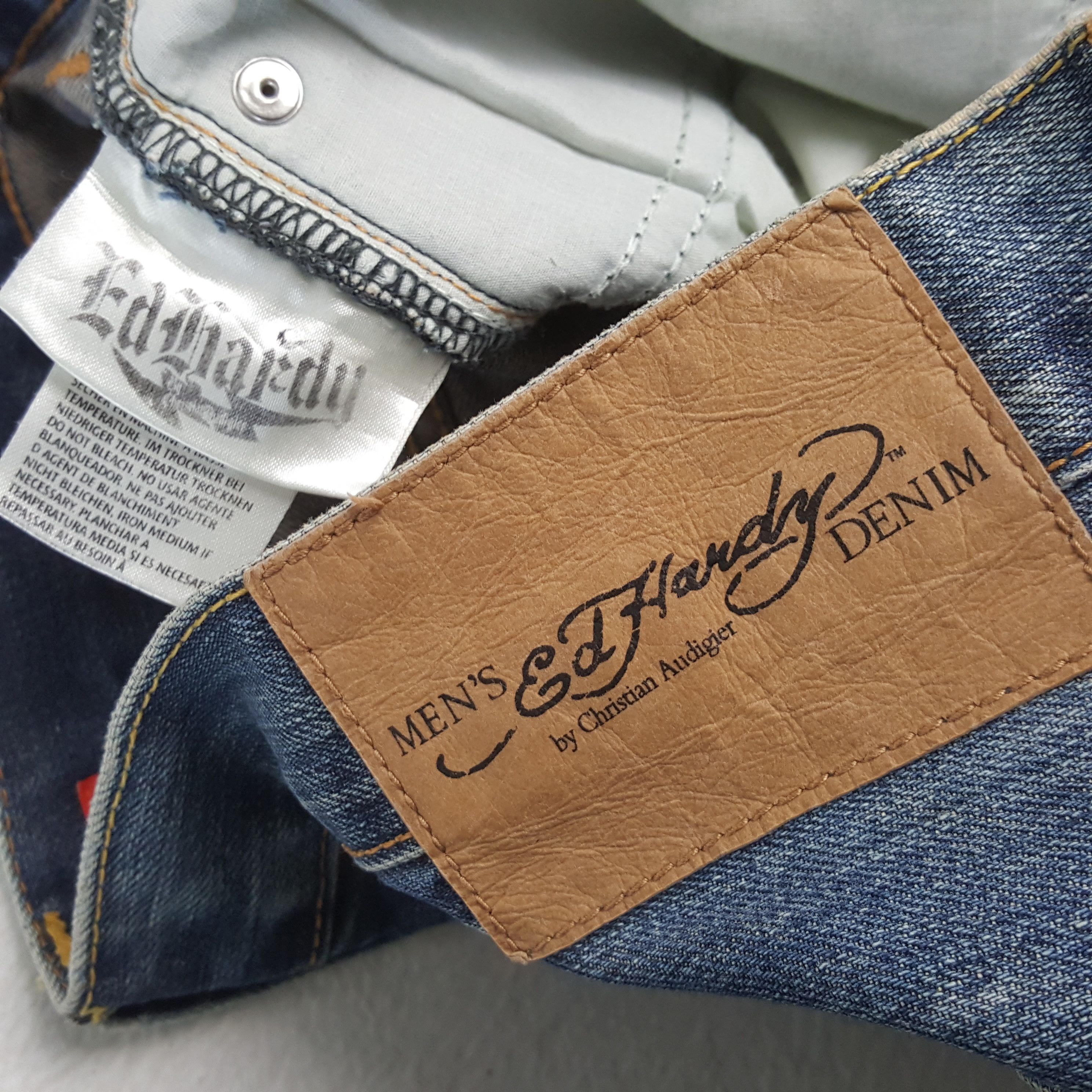 Christian Audigier × Ed Hardy × Vintage ED HARDY by Christian Audigier Rare Pocket Custom Art Jeans Size US 32 / EU 48 - 15 Thumbnail