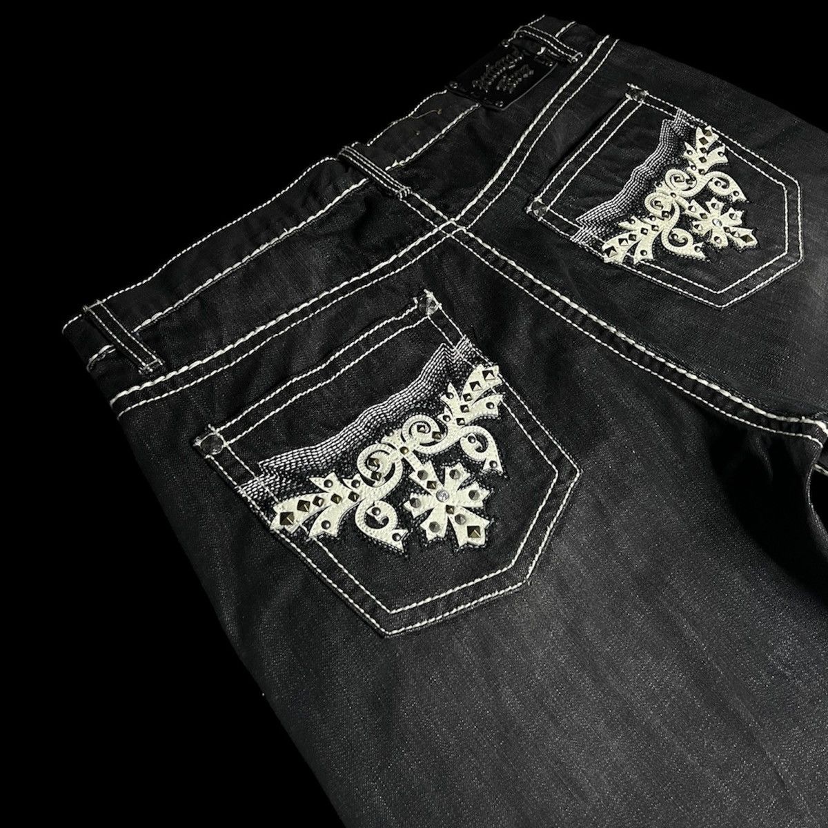 Affliction Antique Rivet Studded Distressed Jeans Size US 38 / EU 54 - 3 Thumbnail