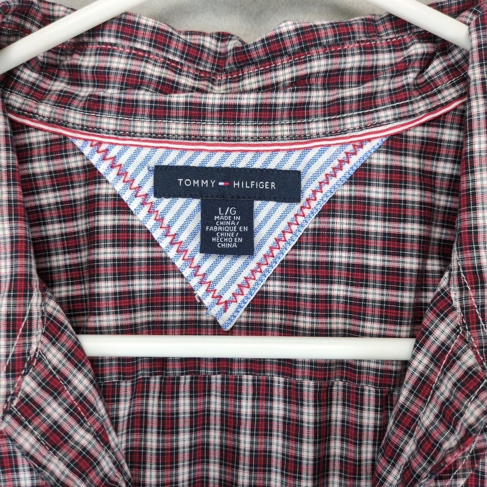 Tommy Hilfiger Tommy Hilfiger Women's L Button Up Ruffle Front Plaid Blouse Size L / US 10 / IT 46 - 2 Thumbnail