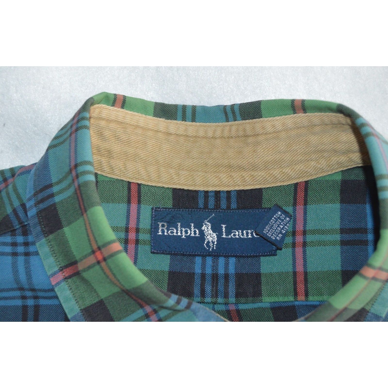 Polo Ralph Lauren VINTAGE Polo Ralph Lauren Shirt Polo Ralph Lauren Green Plaid Button-Up Long Sleeve XL Cotton Classic Fit Mens Shirt Size US XL / EU 56 / 4 - 4 Thumbnail
