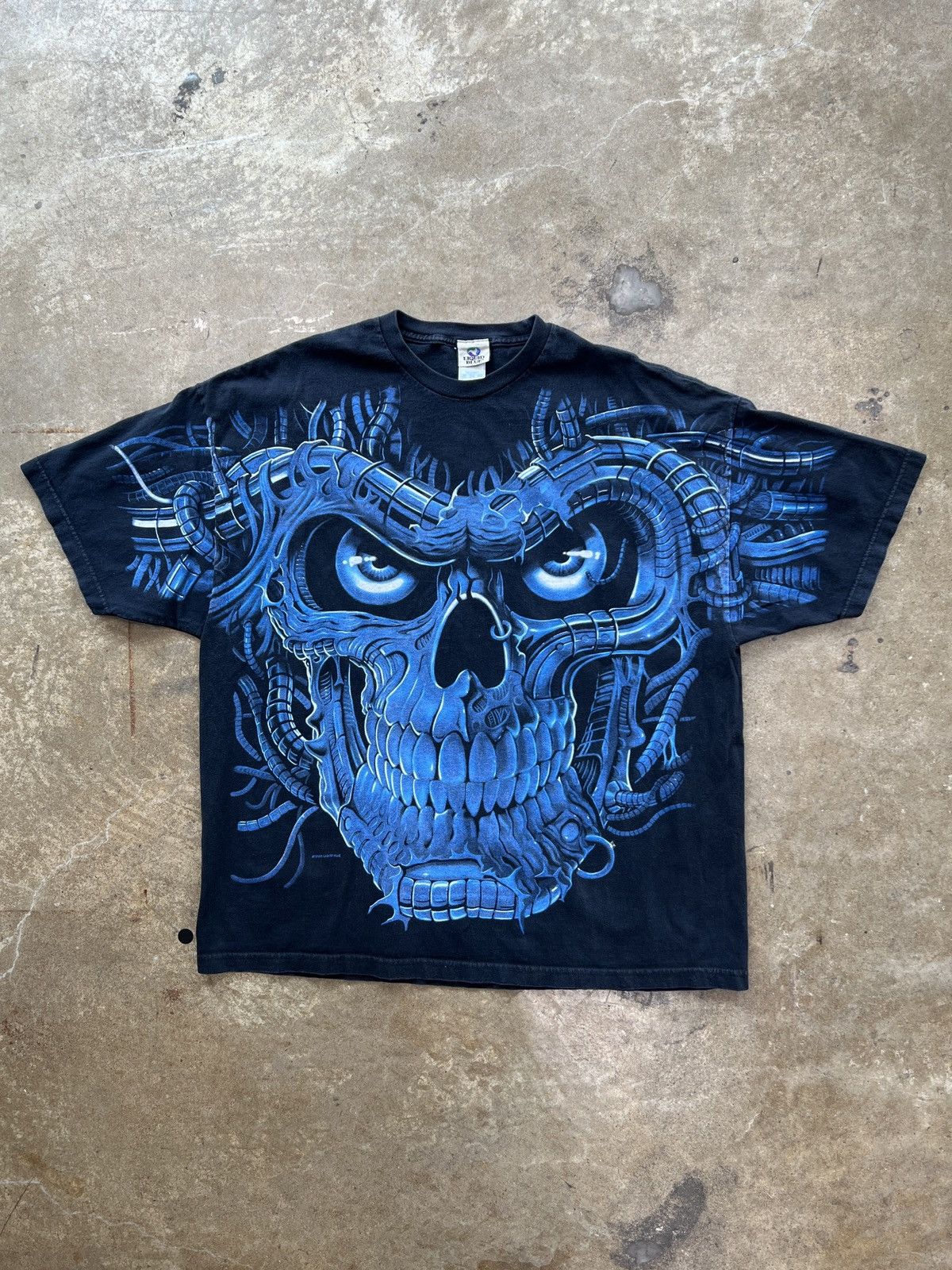 Liquid Blue Vintage 1998 Liquid Blue Terminator Skull AOP Blue 3XL Size US XXL / EU 58 / 5 - 2 Thumbnail