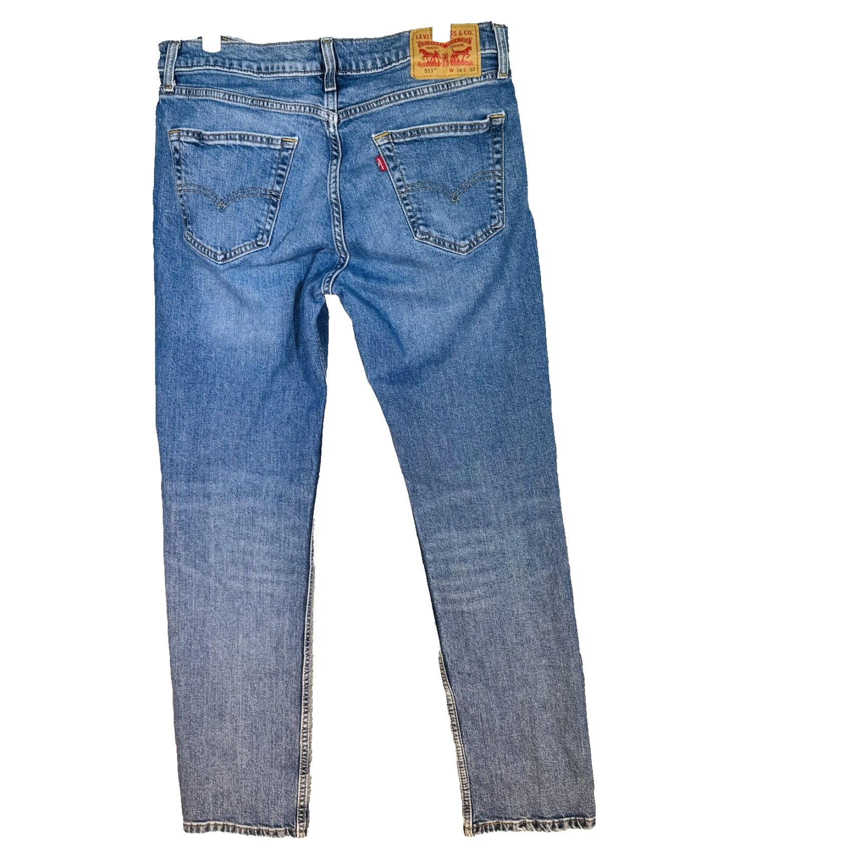 Levi's Levi's 511 Jeans Mens 34x32 Blue Light Wash Slim Tapered Stretch Denim Zip Fly Jeans Size US 34 / EU 50 - 2 Thumbnail