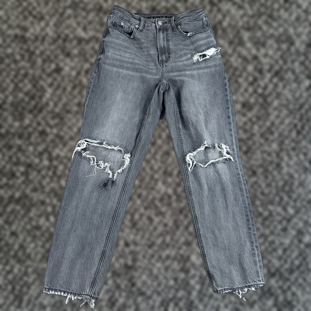 Vintage American Eagle Jeans Womens 6 Black Distressed High Rise Straight Leg Denim Size 28" / US 6 / IT 42 - 1 Thumbnail