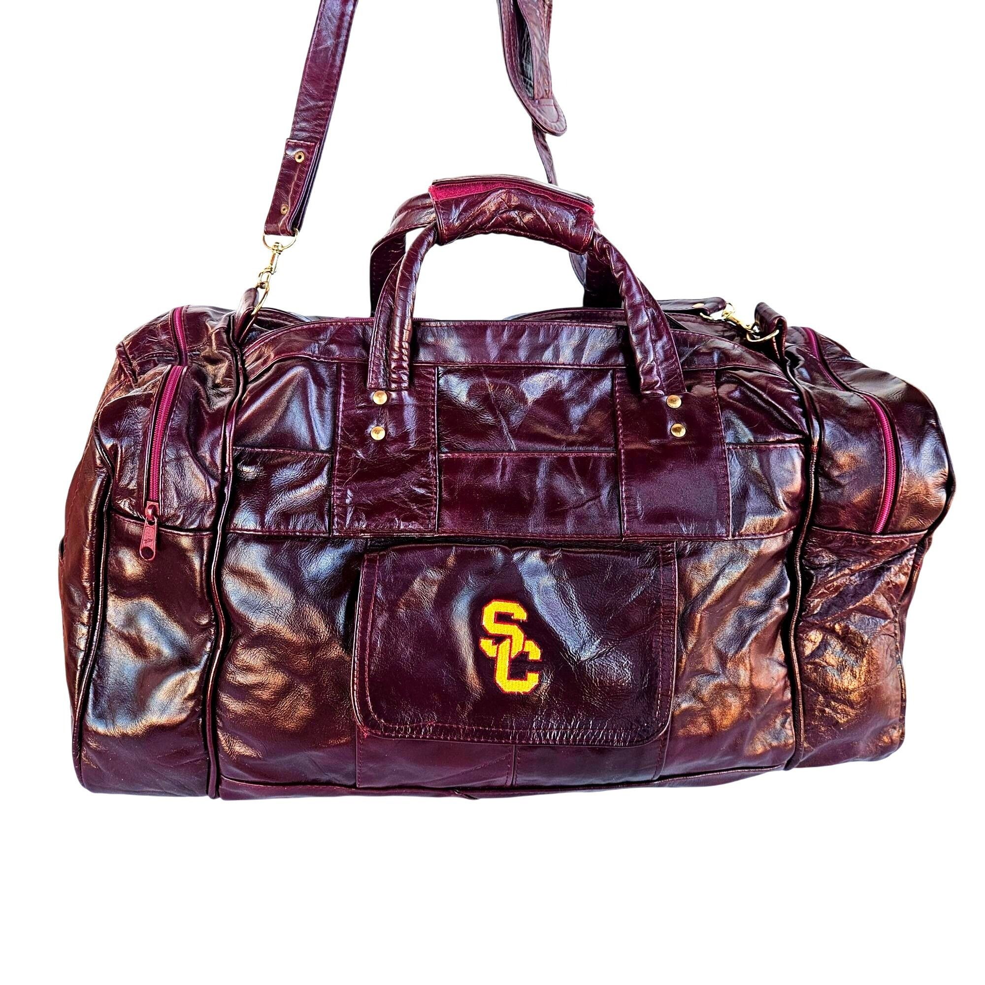 Other USC Trojans Vintage Patchwork Maroon Leather Duffel 22" Carr Size ONE SIZE - 1 Thumbnail