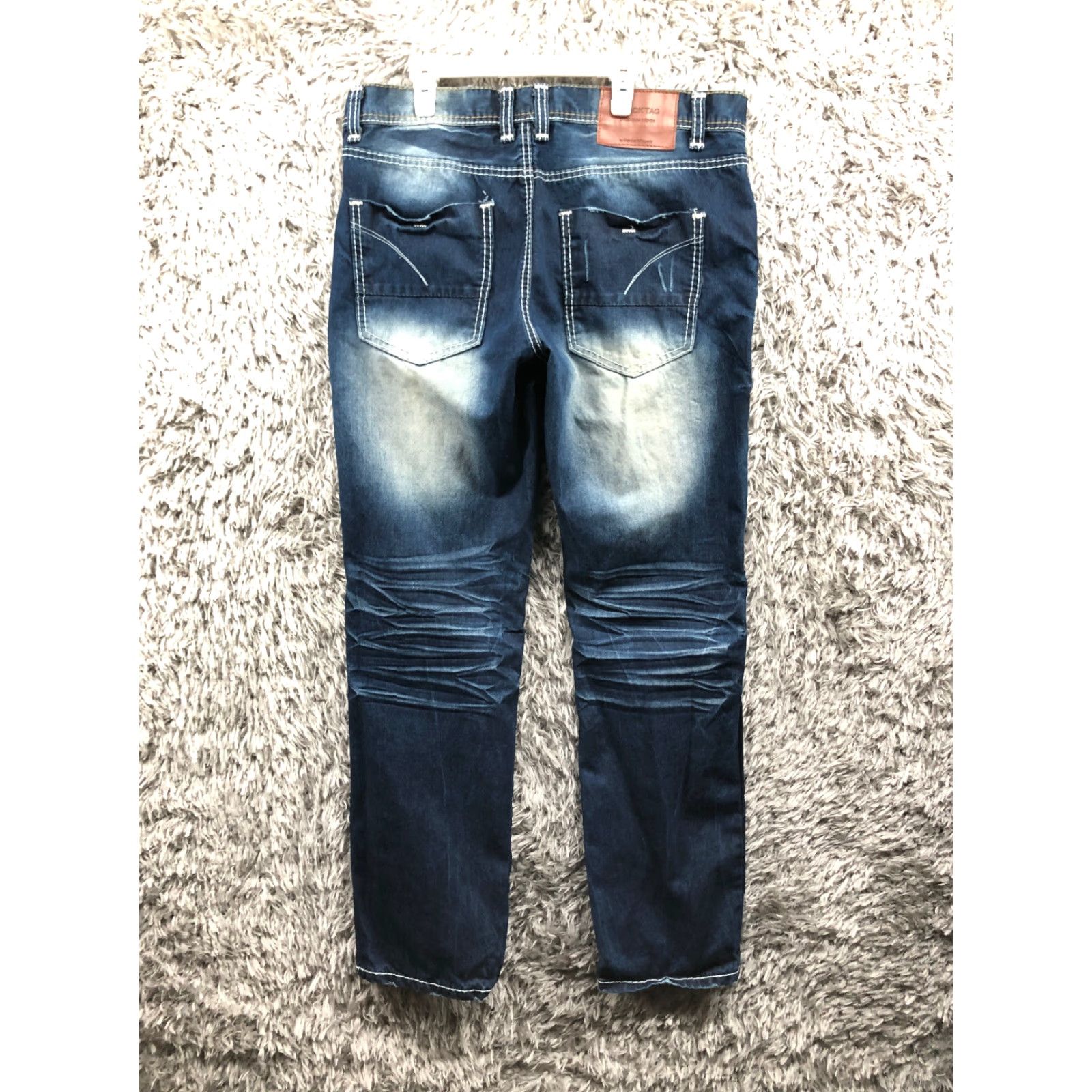 Vintage Black Tag Jeans Mens 36x32 Mid Rise Straight Leg Dark Wash Blue Denim Size US 36 / EU 52 - 5 Thumbnail