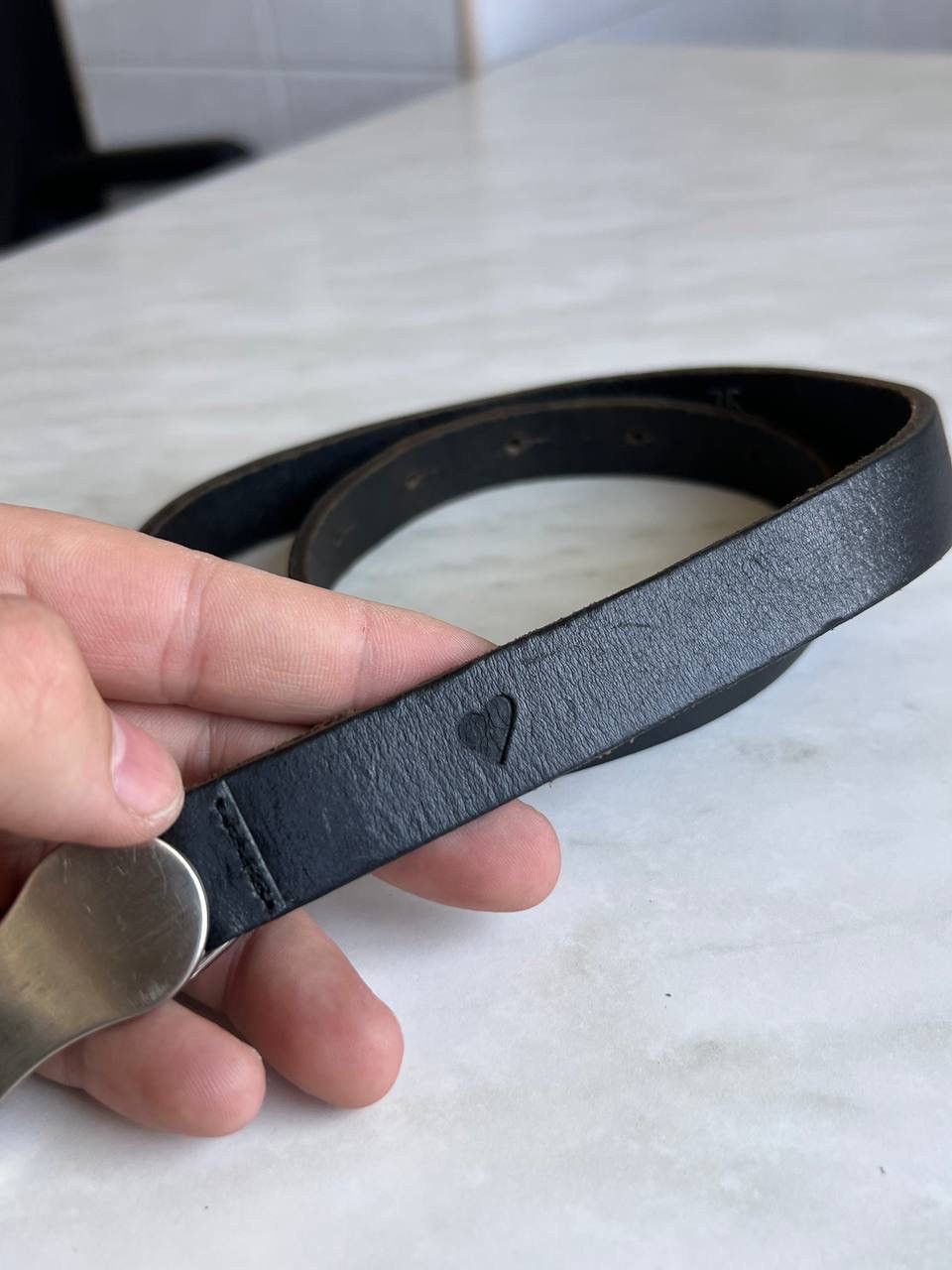 MCM Vintage MCM Italy leather Woman’s belt black 90s heart logo Size 38 - 2 Thumbnail