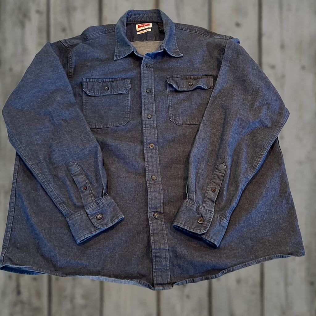 Wrangler Wrangler Shirt Mens 2XL Button-Up Denim Long Sleeve Blue Western Comfort Flex For Comfort Size US XXL / EU 58 / 5 - 1 Thumbnail