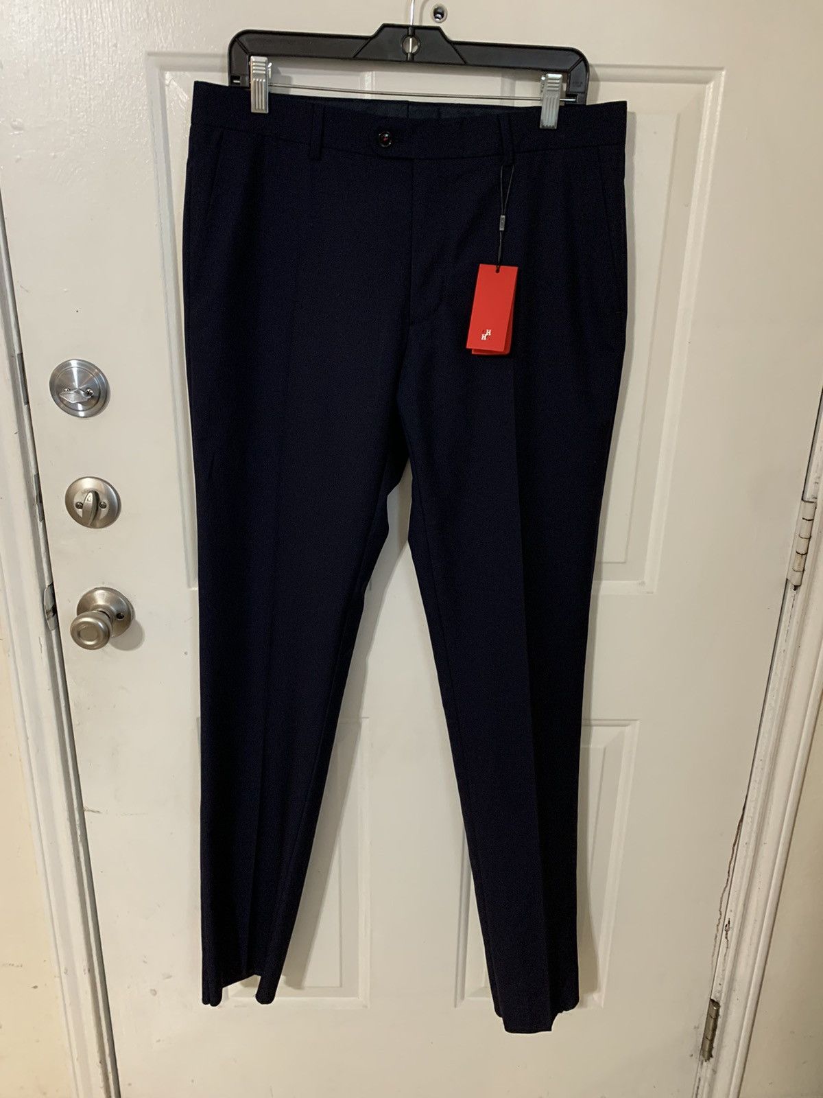 image of Carolina Herrera Traditional Ff Tropical Wool Pants NWT 245.00 in Navy, Men's (Size 34)