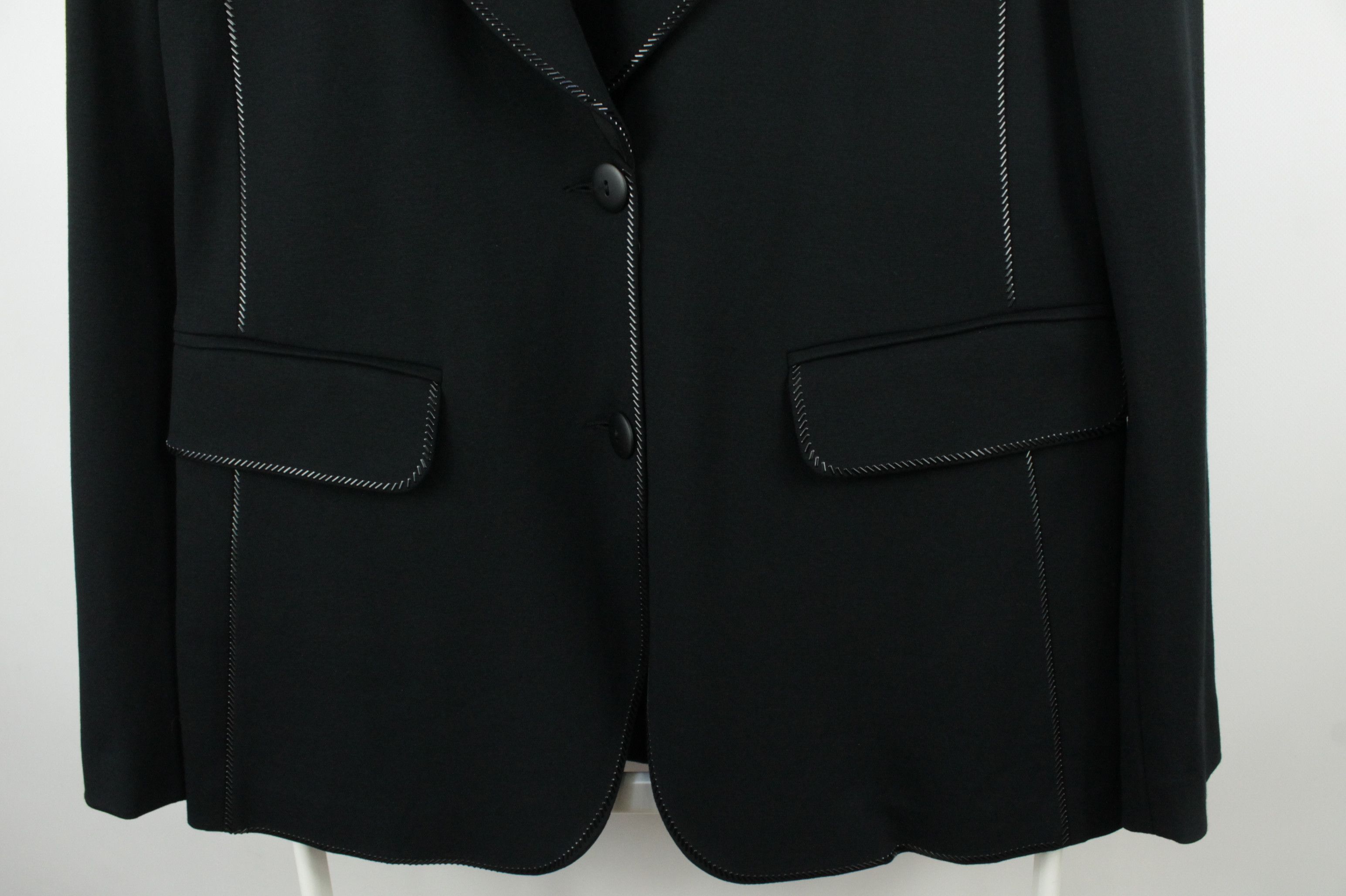 Emporio Armani Emporio Armani Zip-Trim Techno Cady Black Stretch Blazer Size L / US 10 / IT 46 - 9 Thumbnail