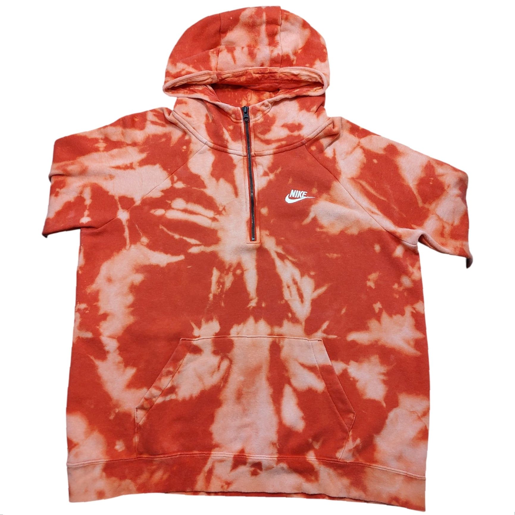 Nike Nike 1/4 Zip Hoodie Womens Large Red Tie Dye Sweatshirt Acid Wash Logo Pockets Zip Fleece Cotton Blend Long Sleeve Size L / US 10 / IT 46 - 2 Thumbnail