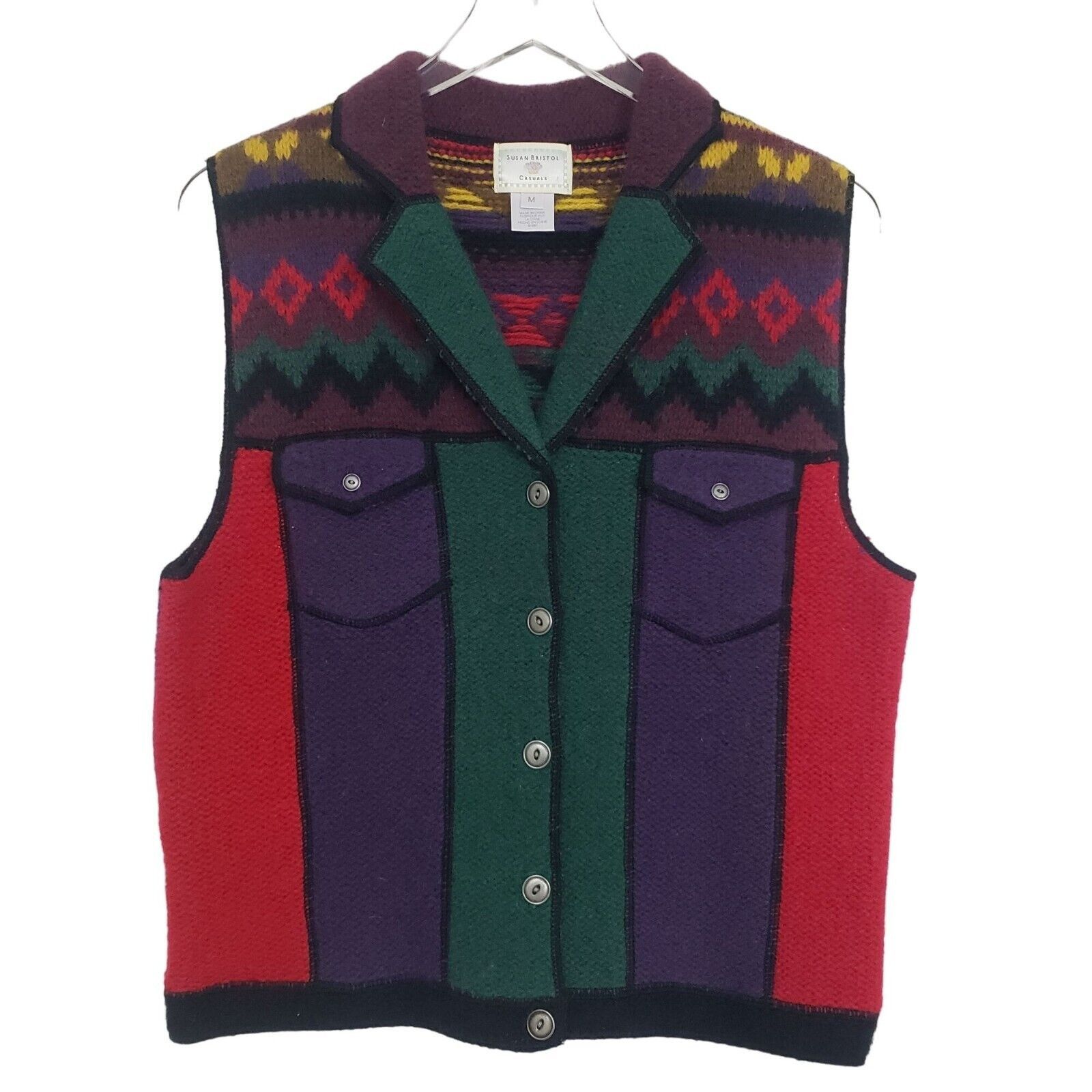 Designer Vintage 90s Wool Western Vest Womens Size Medium Boho Size M / US 6-8 / IT 42-44 - 1 Thumbnail
