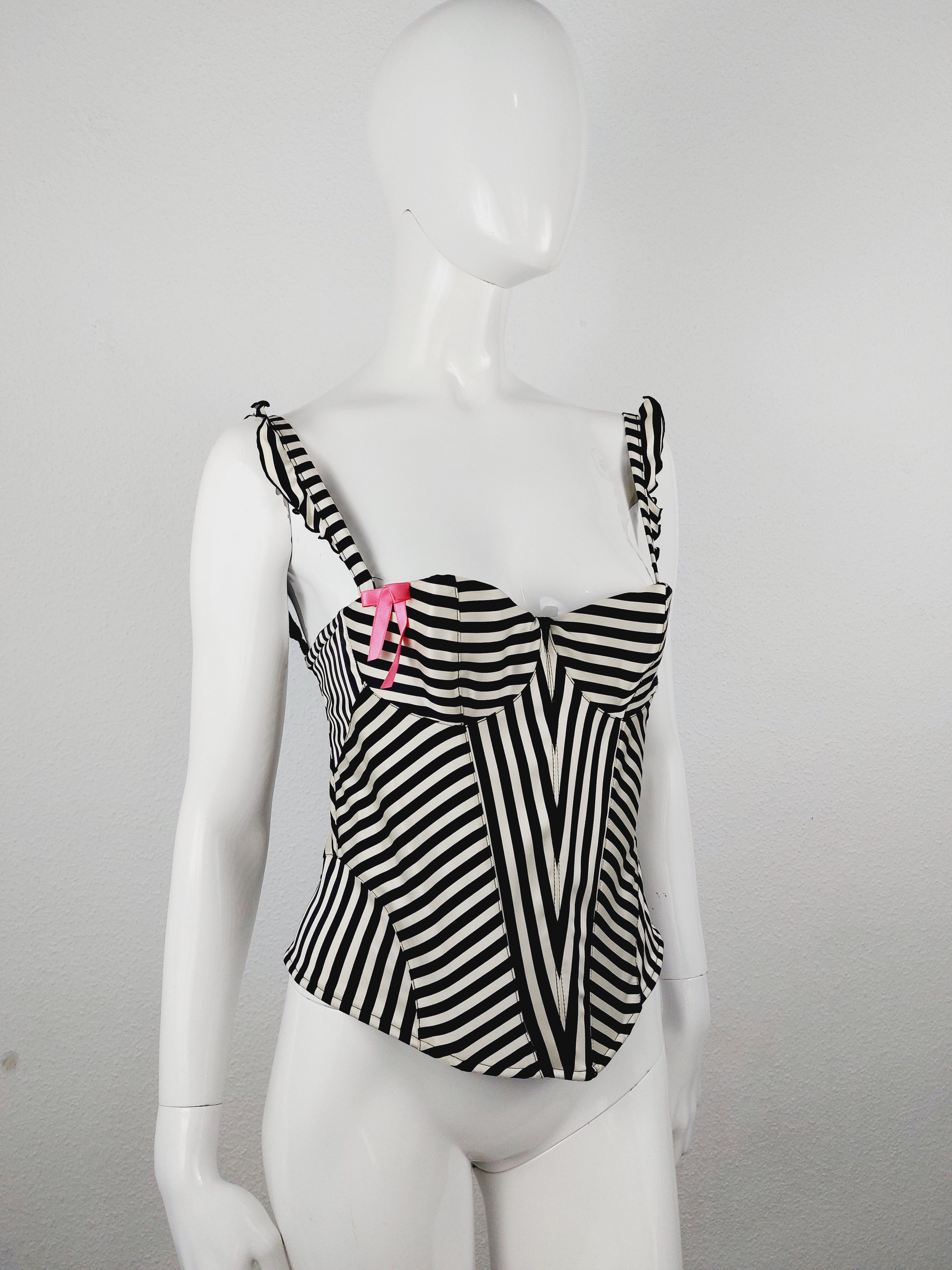 Christian Lacroix Christian Lacroix Zebra Striped Optical Corset Bustier Size M / US 6-8 / IT 42-44 - 2 Thumbnail