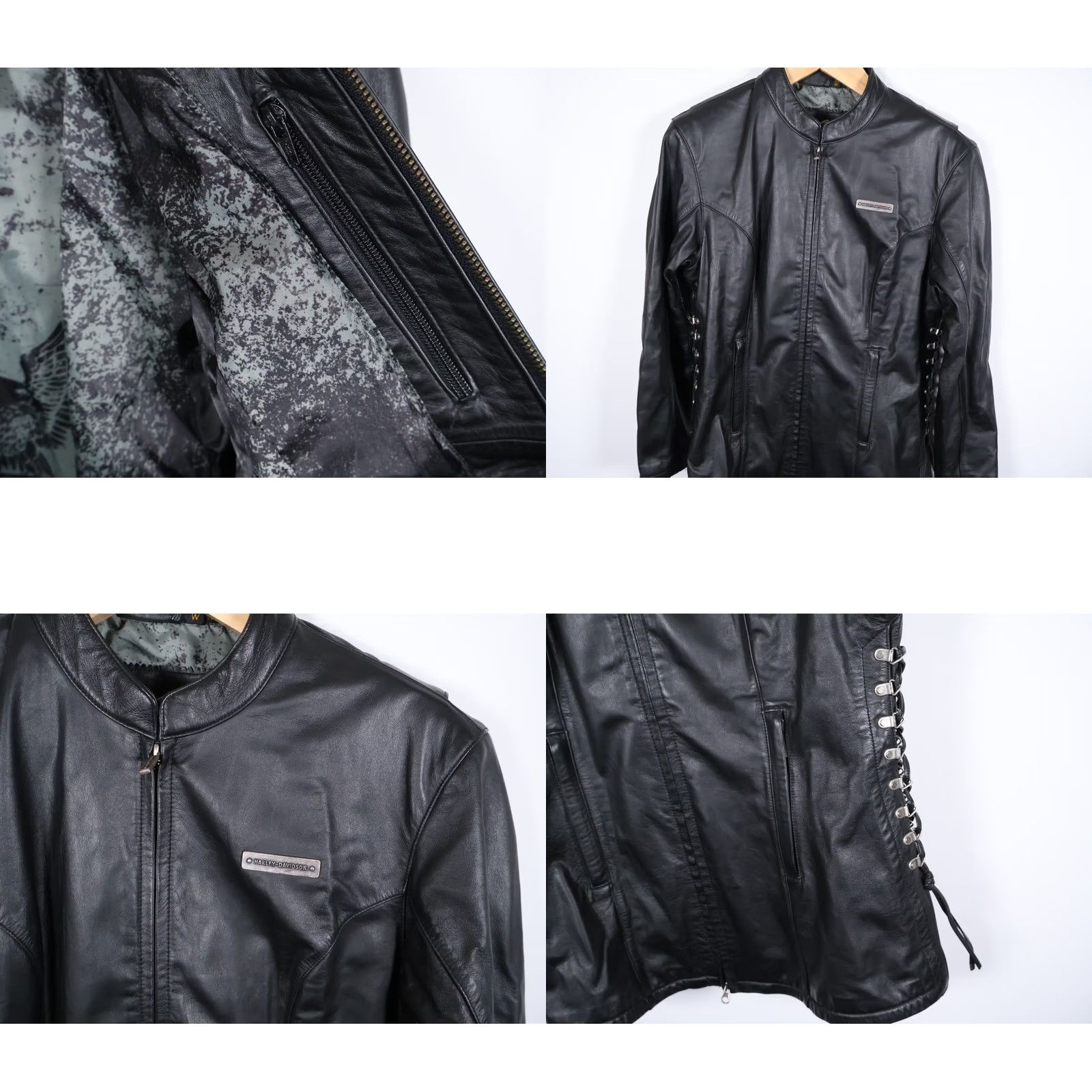 Harley Davidson Harley-Davidson Leather Jacket Women's Large Black Laced Sides Biker Racer Moto Jacket Size L / US 10 / IT 46 - 10 Thumbnail