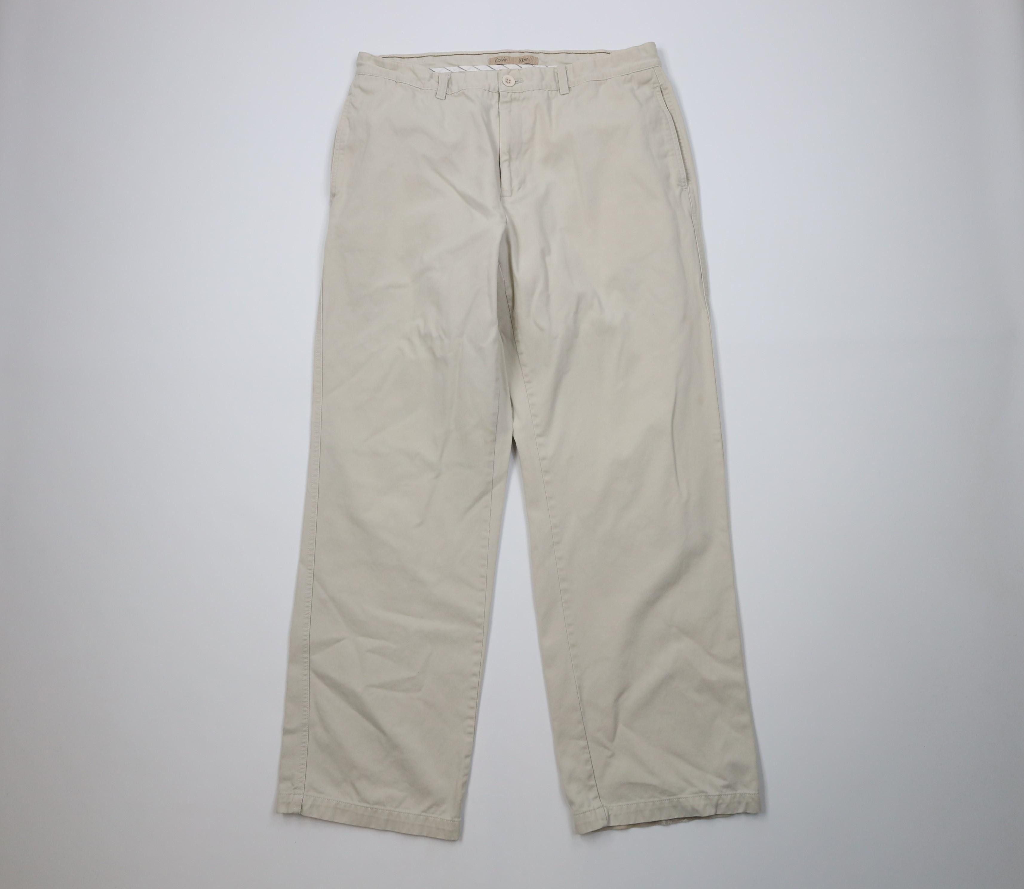 Calvin Klein Vintage 90s Y2K Calvin Klein Sandwash Wide Leg Chino Pants Size US 34 / EU 50 - 1 Thumbnail