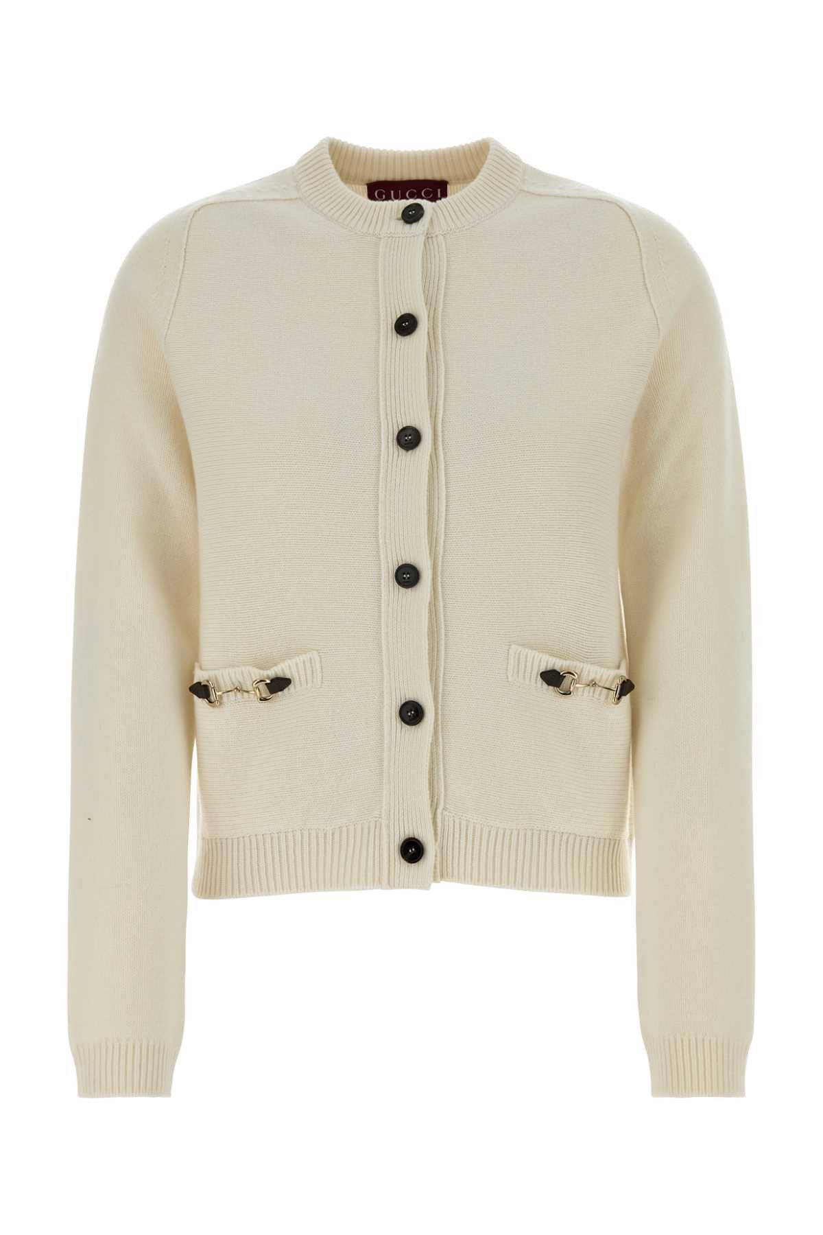 Gucci Ivory Wool Blend Cardigan Size S / US 4 / IT 40 - 1 Thumbnail