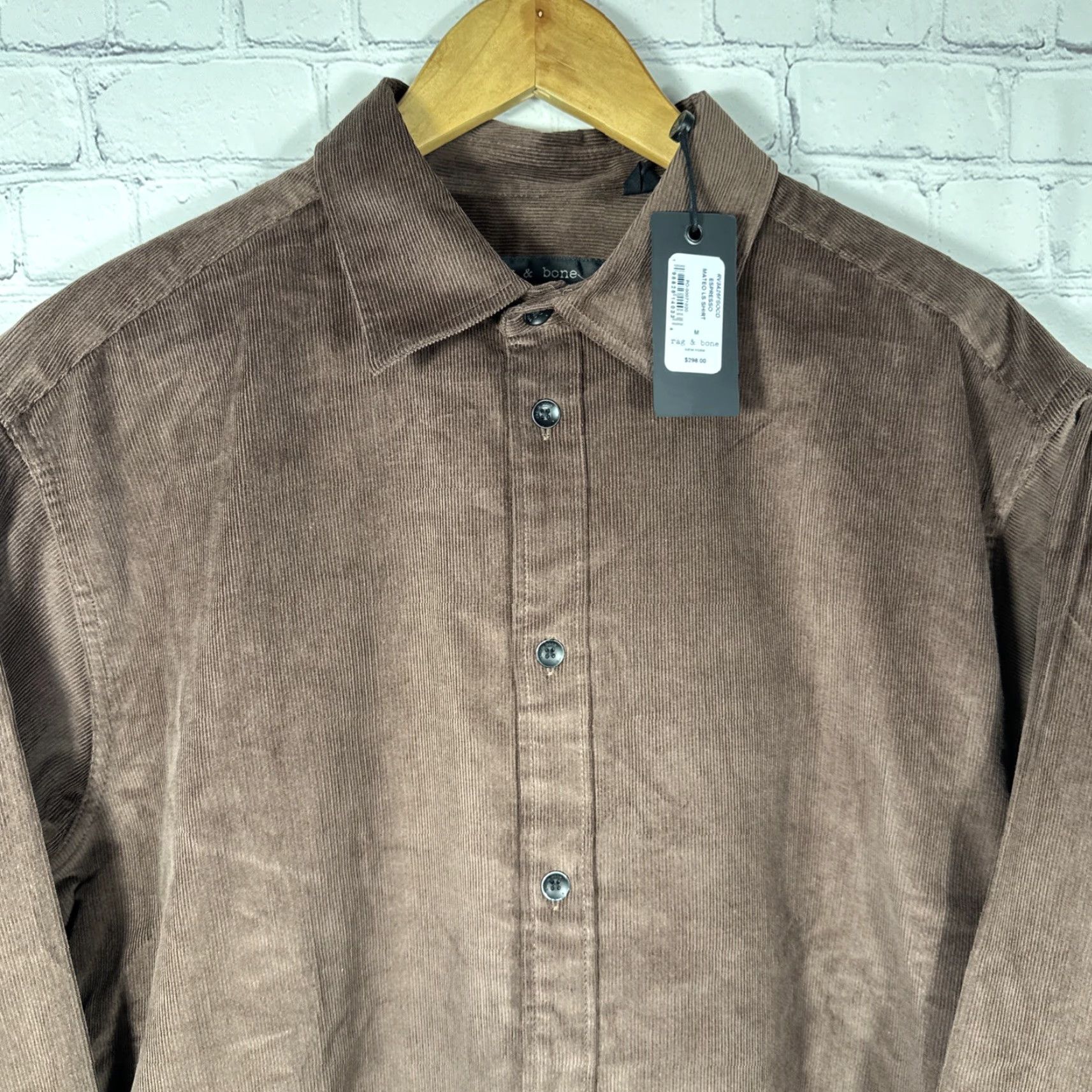 Rag & Bone Rag & Bone Corduroy Shirt Mens M Mateo Button-Down NWT Brown Solid Long Sleeve Slim Fit Button-Up 298 Size US M / EU 48-50 / 2 - 3 Thumbnail