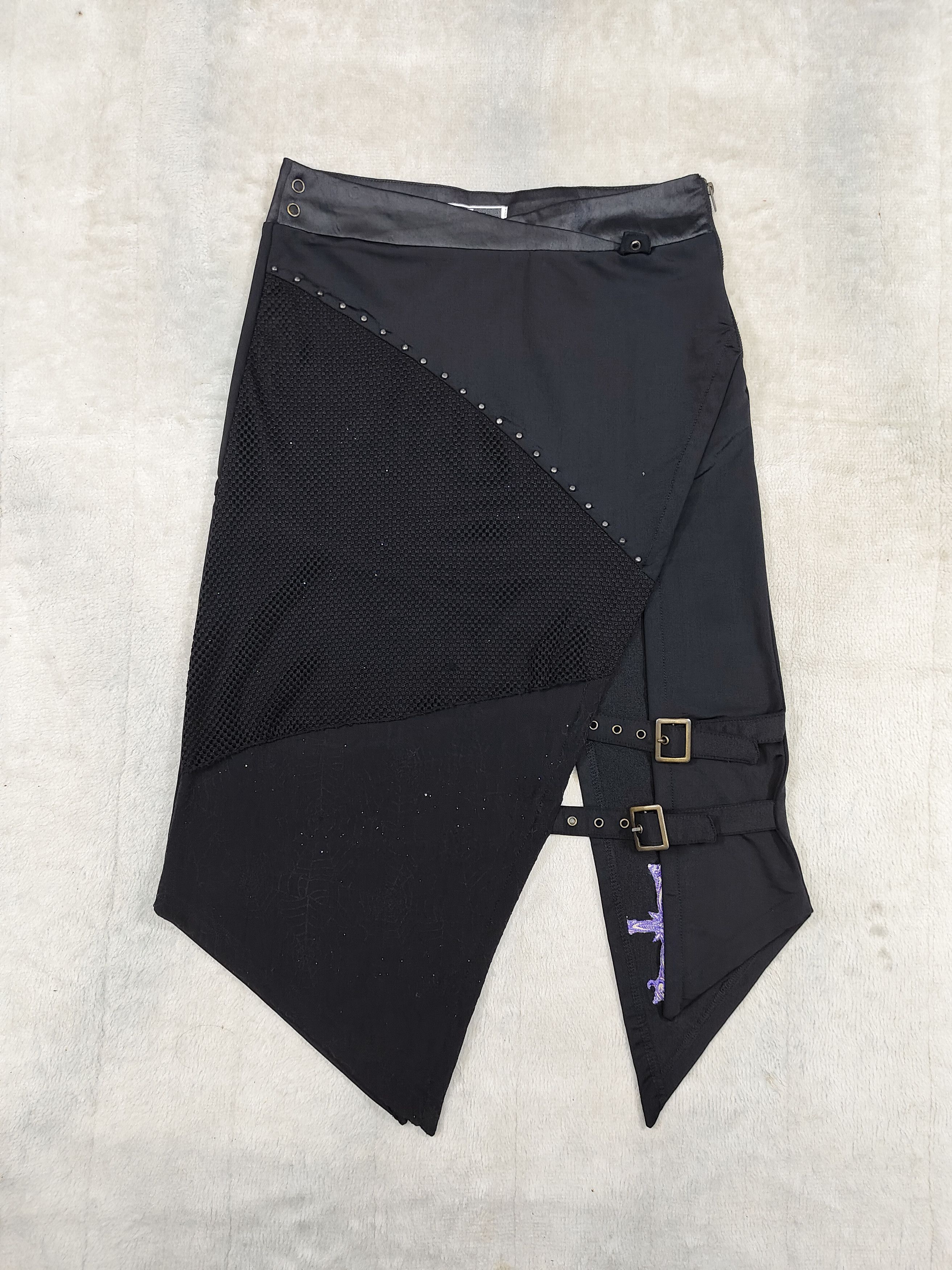 Seditionaries Ozz On ❤️‍🔥 Asymmetric Gothic Mesh Stud Vkei Skirt Size 29" - 5 Thumbnail
