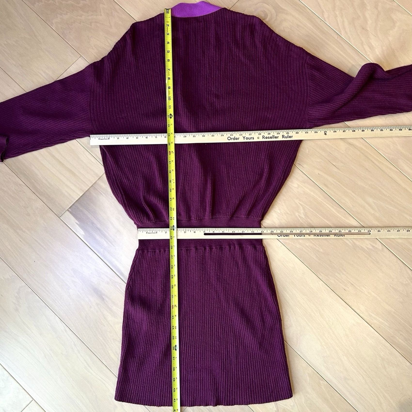 Ramy Brook Ramy Brook Andrea V-Neck Mini Sweater Dress Mulberry Women’s Large L Short Sleeve Knit Buttoned V-Neck Casual Party Wedding Size L / US 10 / IT 46 - 4 Thumbnail