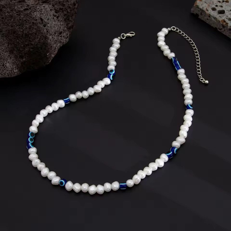 Jewelry Imitation Baroque Acrylic Pearl Demon Eye Bead Necklace Size ONE SIZE - 3 Thumbnail