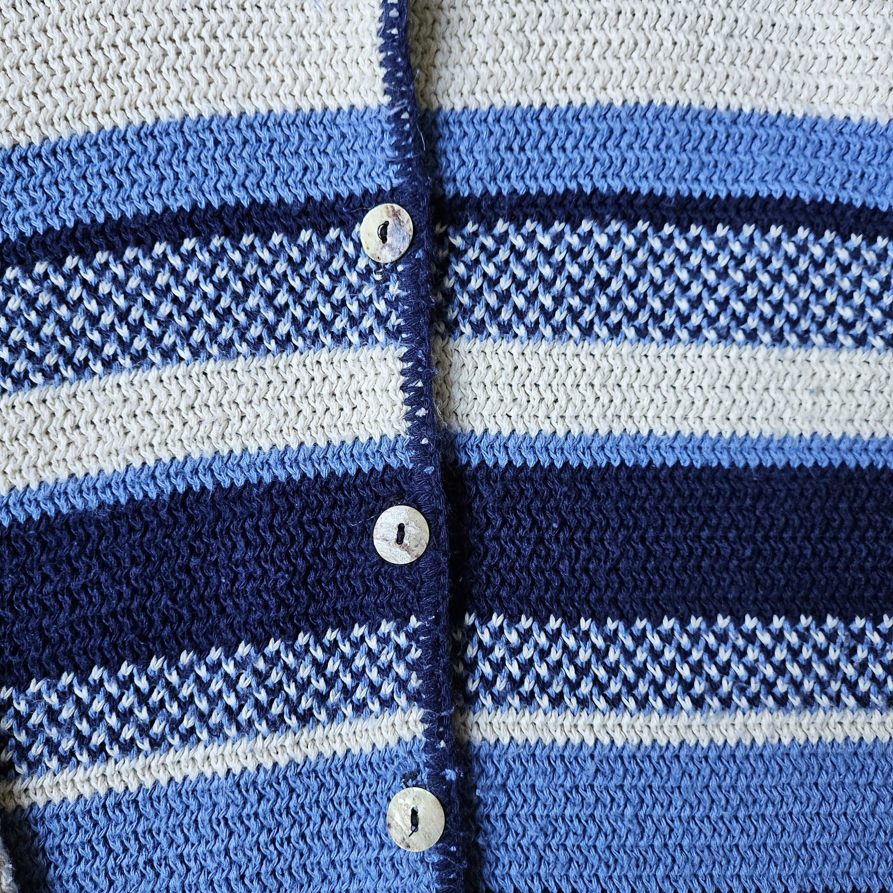 Vinti Andrews Reba Rose vintage '70s blue striped knit cardigan sweater. Size S / US 4 / IT 40 - 4 Thumbnail