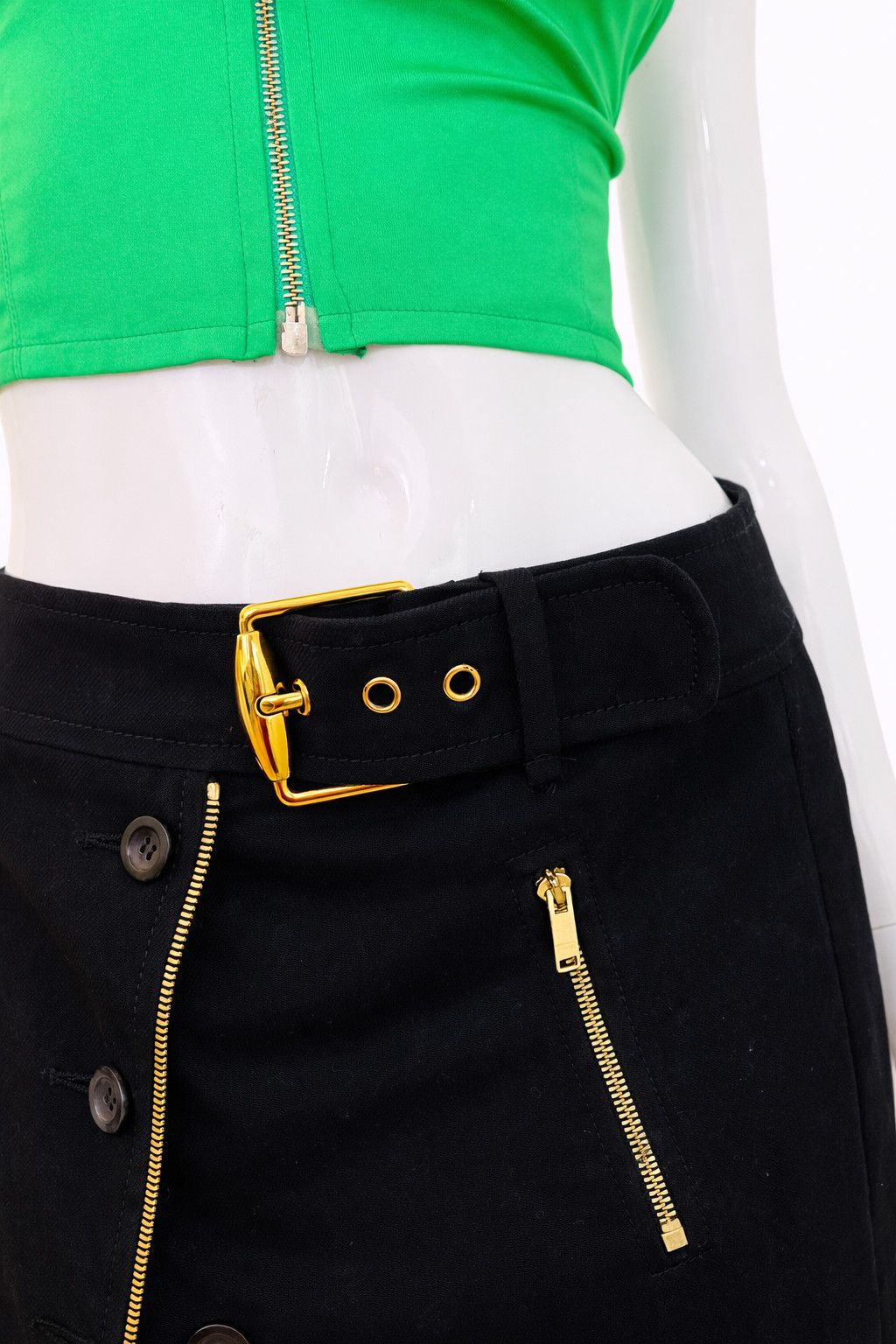 Gucci Gucci Black Mini Skirt Gold Hardware Zippers Belt Skirt Size 32" / US 10 / IT 46 - 5 Thumbnail