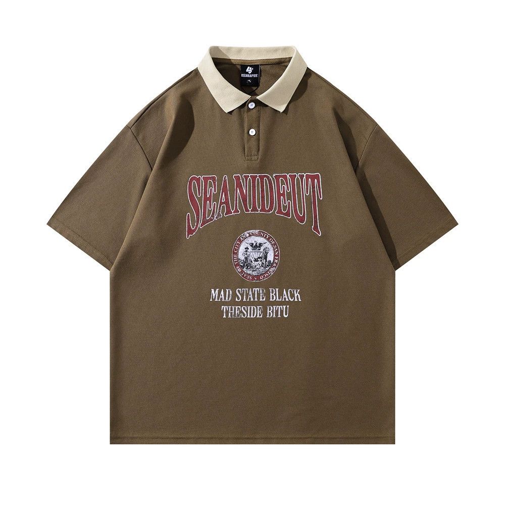 Japanese Brand × Vintage Letter print retro American loose casual lapel polo shirt Size US M / EU 48-50 / 2 - 1 Thumbnail