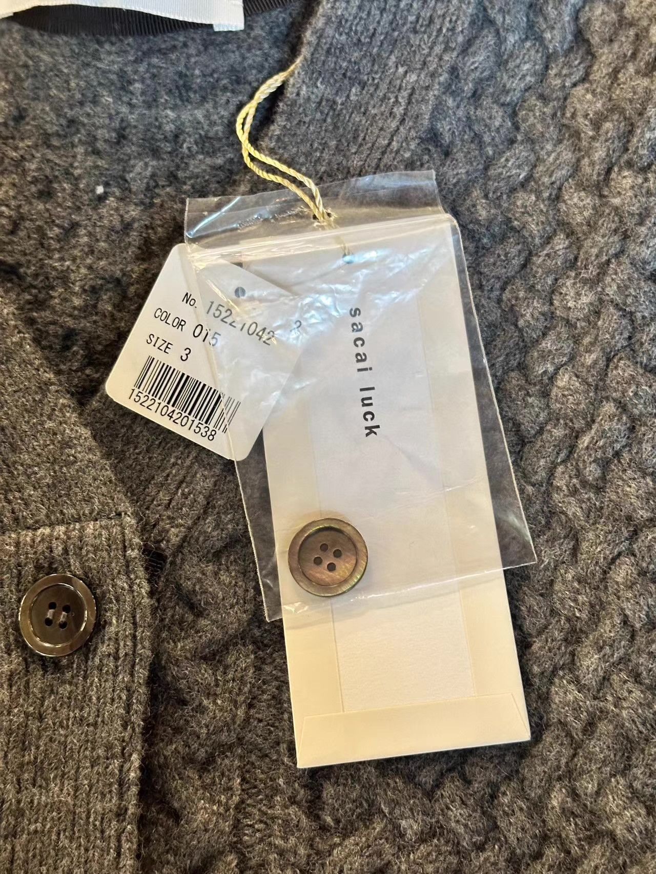 Sacai sacai luck 15FW grey cable‑knit cardigan Ｑ25 Size M / US 6-8 / IT 42-44 - 3 Thumbnail
