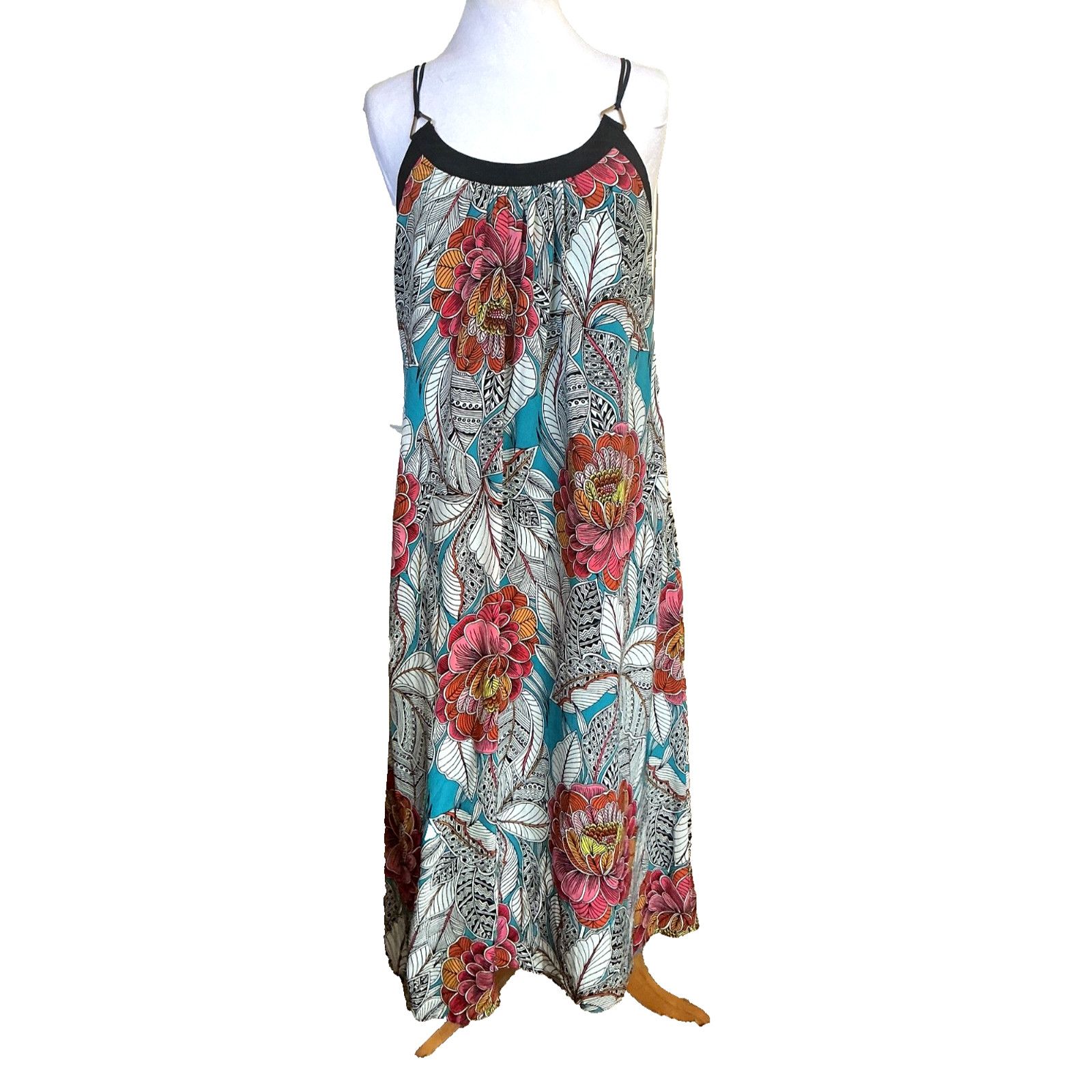 Trina Turk TRINA TURK 100% SILK FLORAL PRINT KEYHOLE MAXI DRESS SZ S Size S / US 4 / IT 40 - 1 Thumbnail