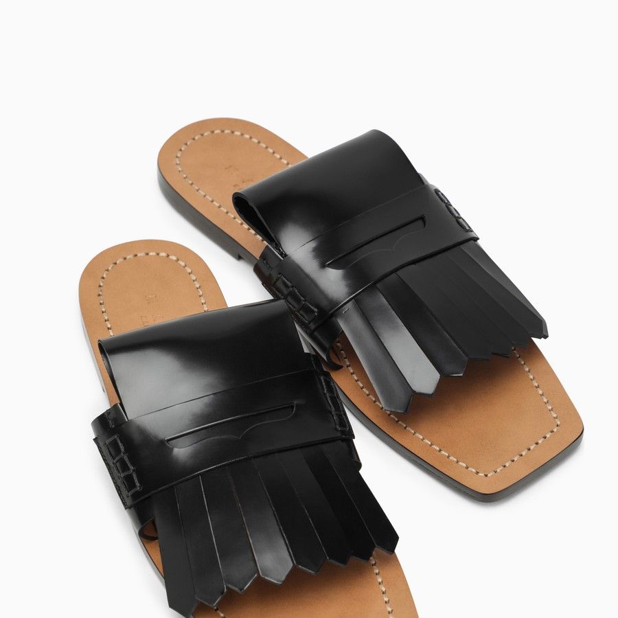 Marni o1d2blof0824 Leather Slip On in Black Size US 7 / IT 37 - 5 Thumbnail