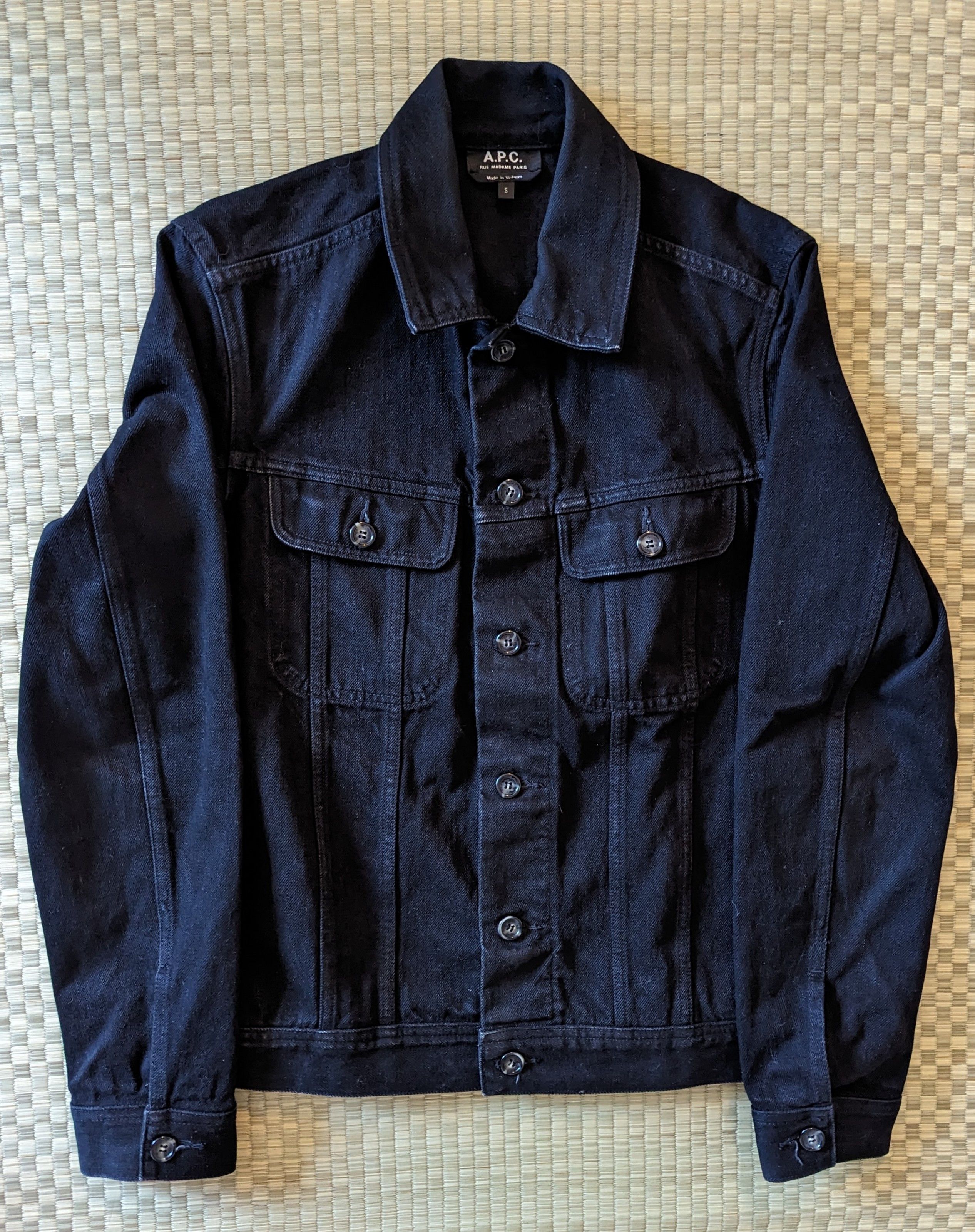 Image of A P C Denim Jean Jacket Black Men's Size Small