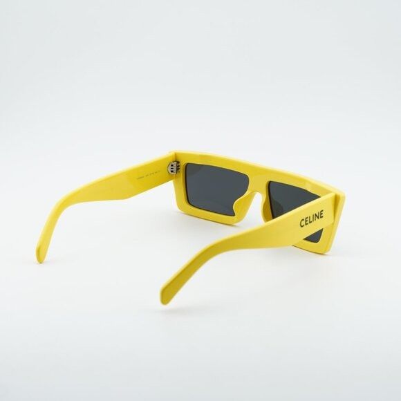 Celine Celine CL40214U 39A Sunglasses Yellow Rectangle Frame, Grey Size ONE SIZE - 4 Thumbnail