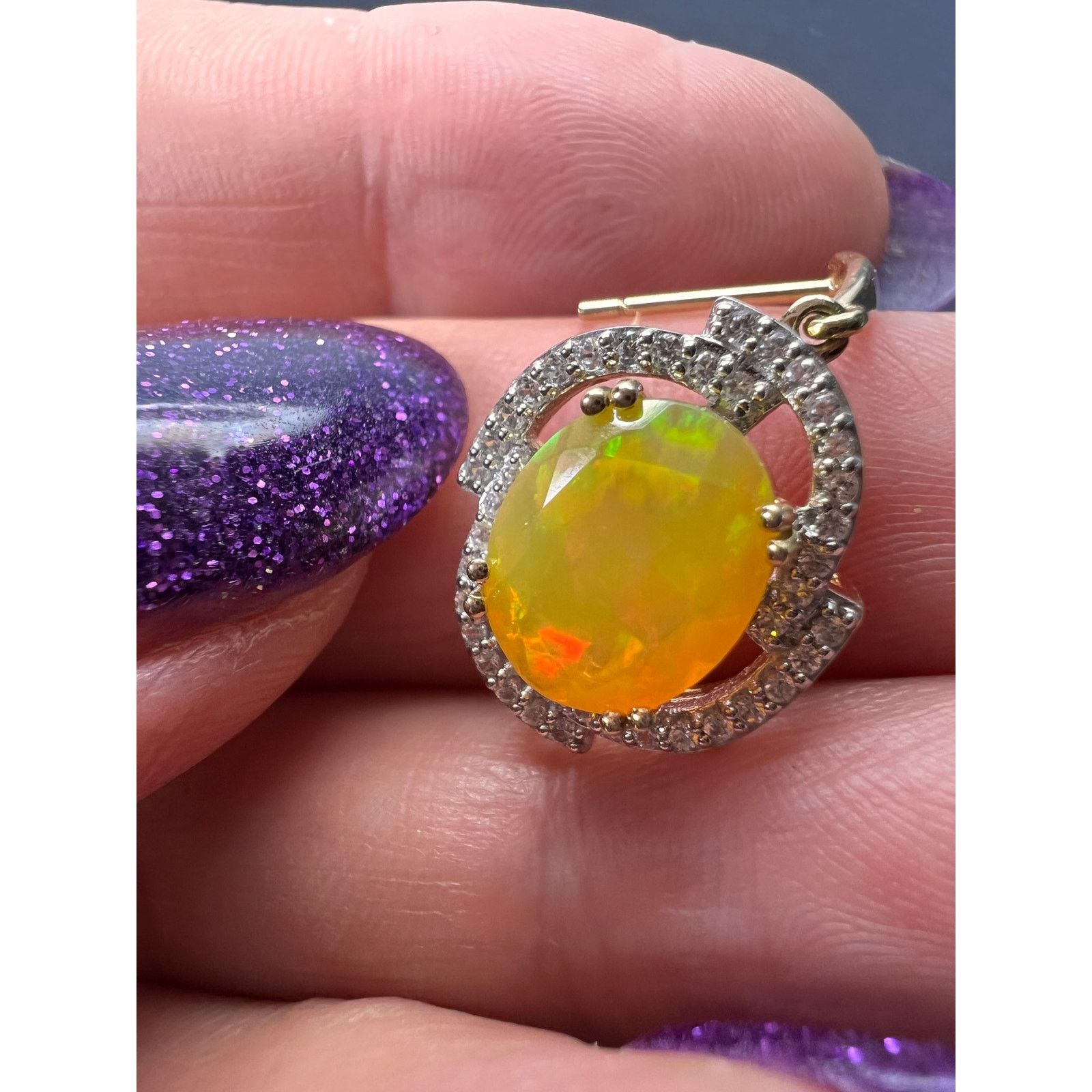 Other 10k gold Ethiopian opal and white zircon earrings Size ONE SIZE - 5 Thumbnail