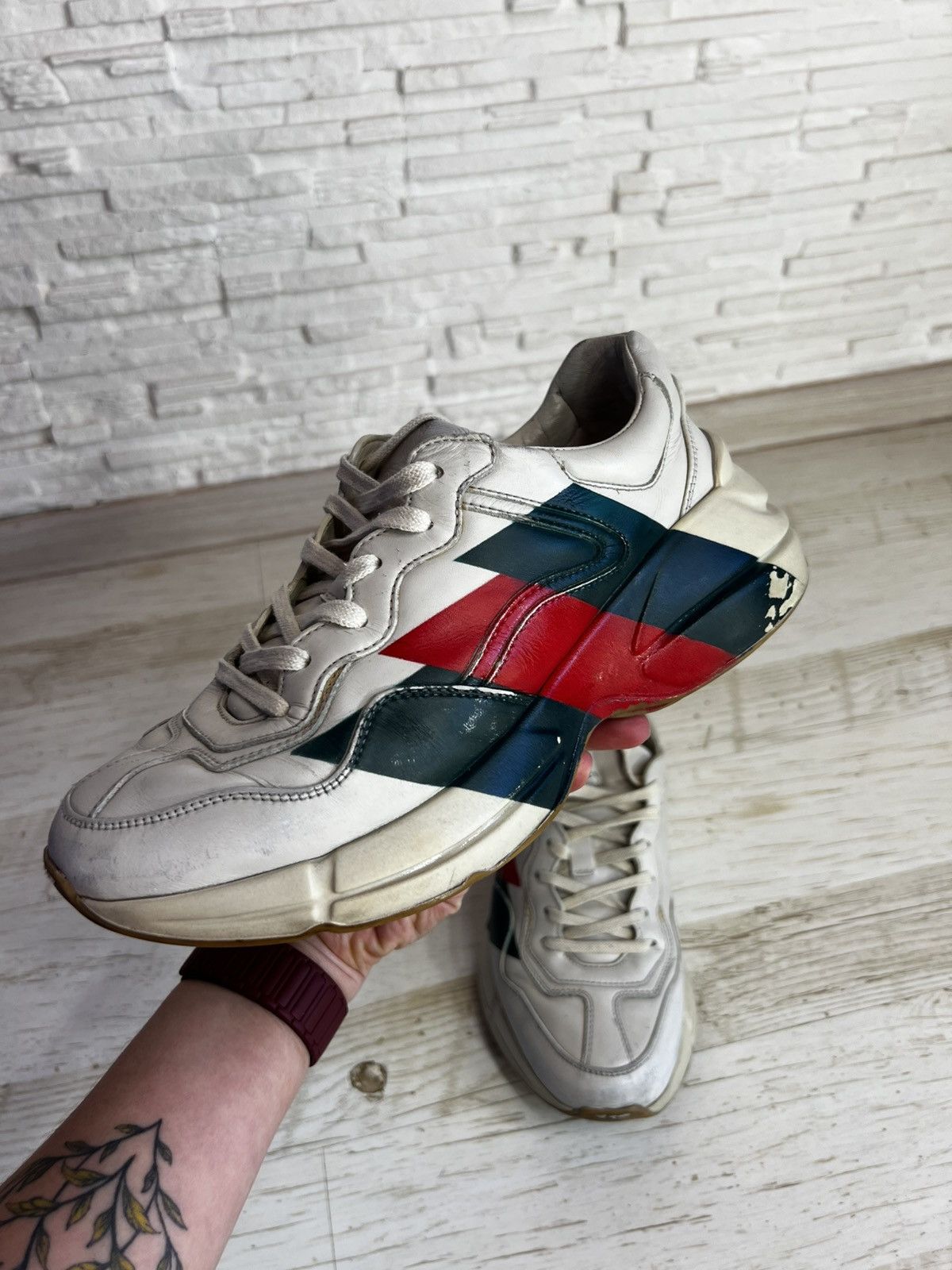 Gucci Gucci Rhyton 523535 Sneakers Chunky Leather Sneakers Size6.5 Size US 6.5 / EU 39-40 - 11 Thumbnail