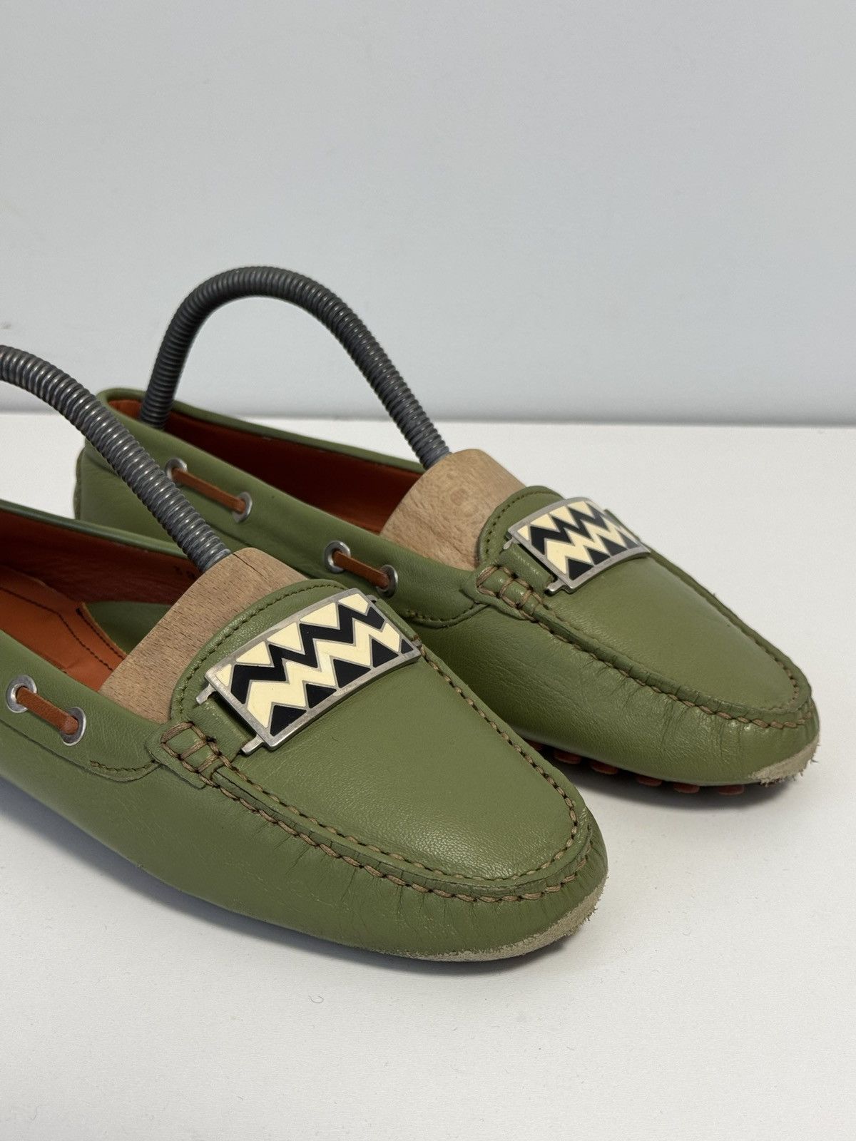 Missoni Missoni Women’s Leather Driving Loafers Green Zigzag 38 EU Size US 8 / IT 38 - 2 Thumbnail