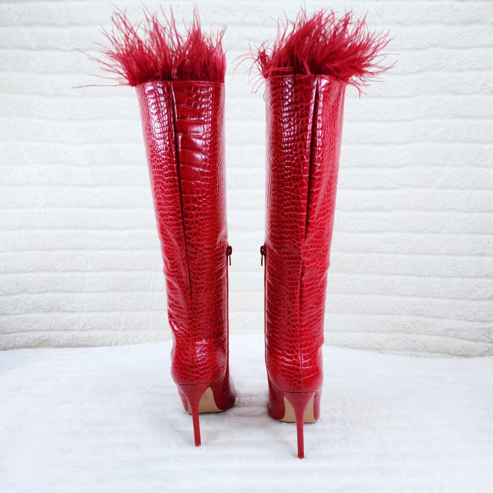 Other Flirty Red Snake Texture Knee High Heel Stiletto Boots Sexy Size US 6 / IT 36 - 3 Thumbnail