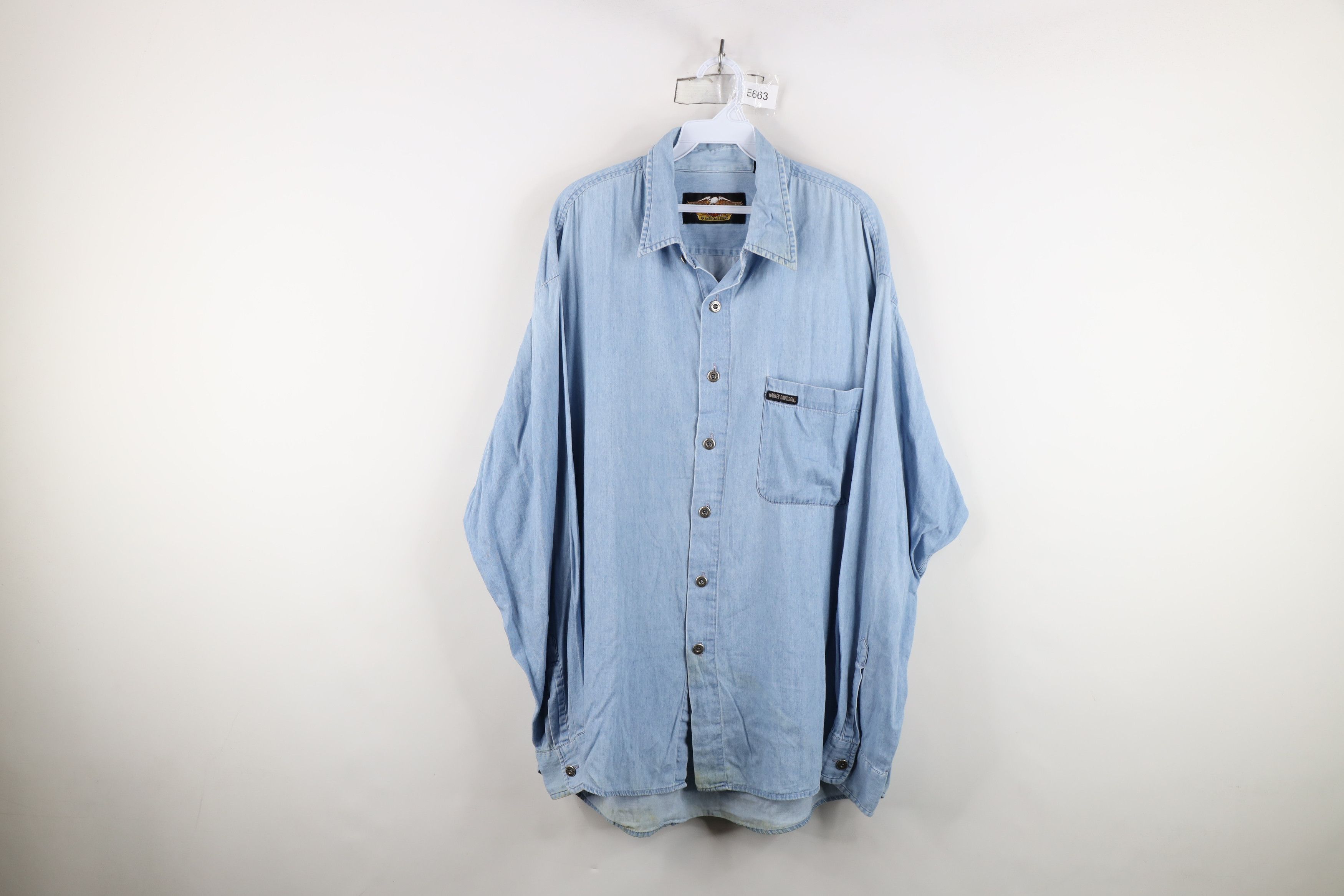 Harley Davidson Vintage 90s Harley Davidson Denim Jean Button Shirt Blue Size US XL / EU 56 / 4 - 2 Thumbnail