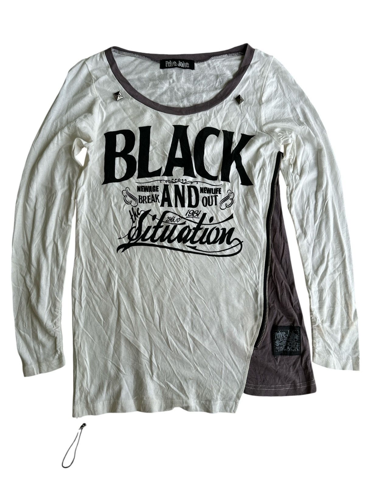 Kapital Punk Style Prive Joke Black Long Sleeve Tee. Size US S / EU 44-46 / 1 - 4 Thumbnail